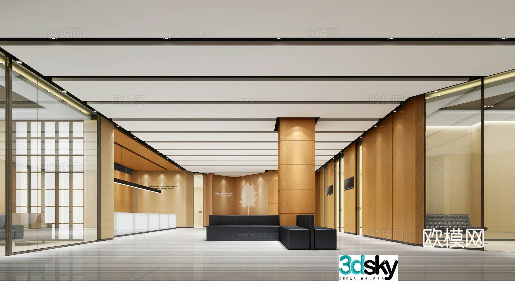 Modern health center reception hall 3d model
