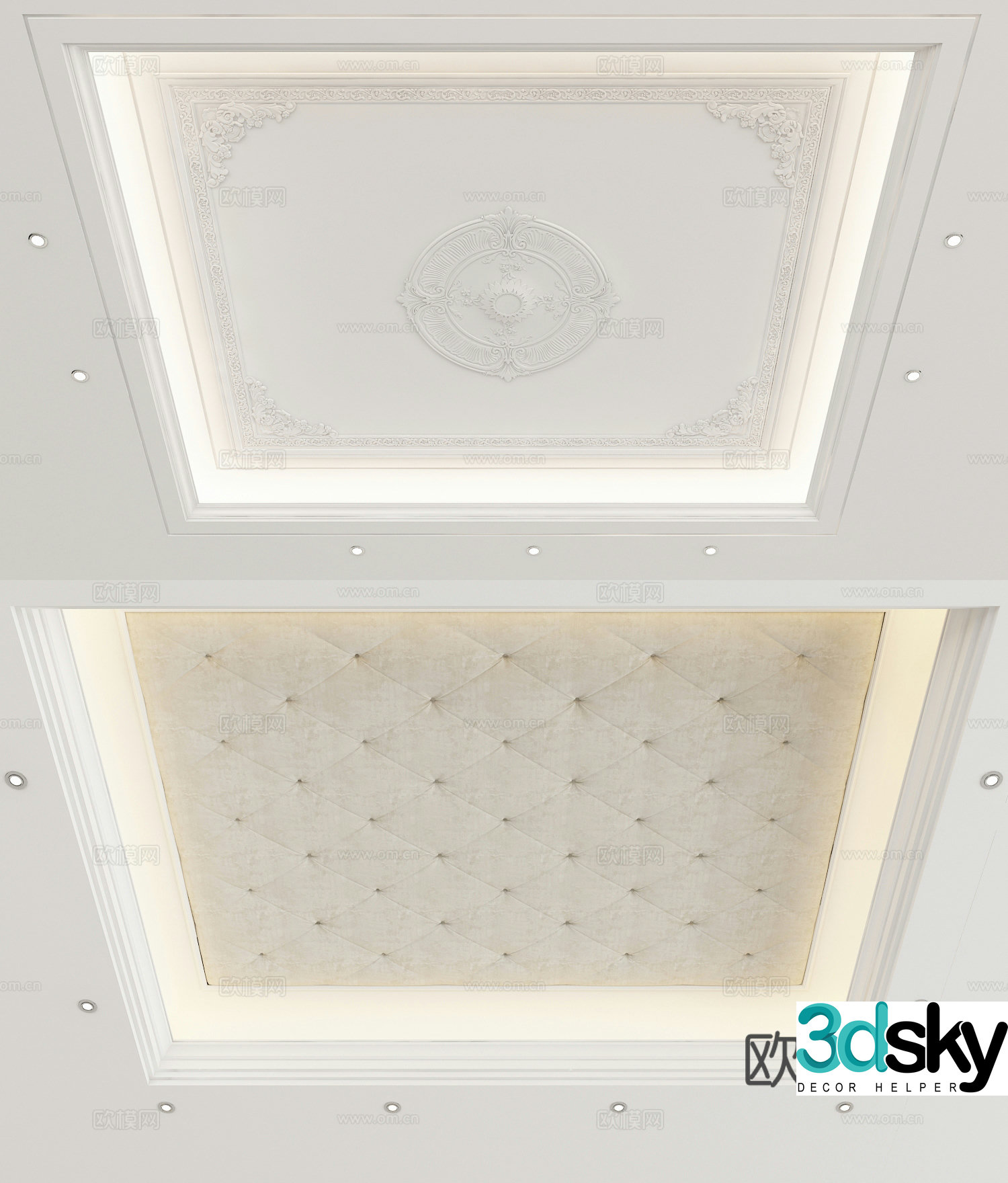 European style ceiling gypsum carved ceiling 3D model