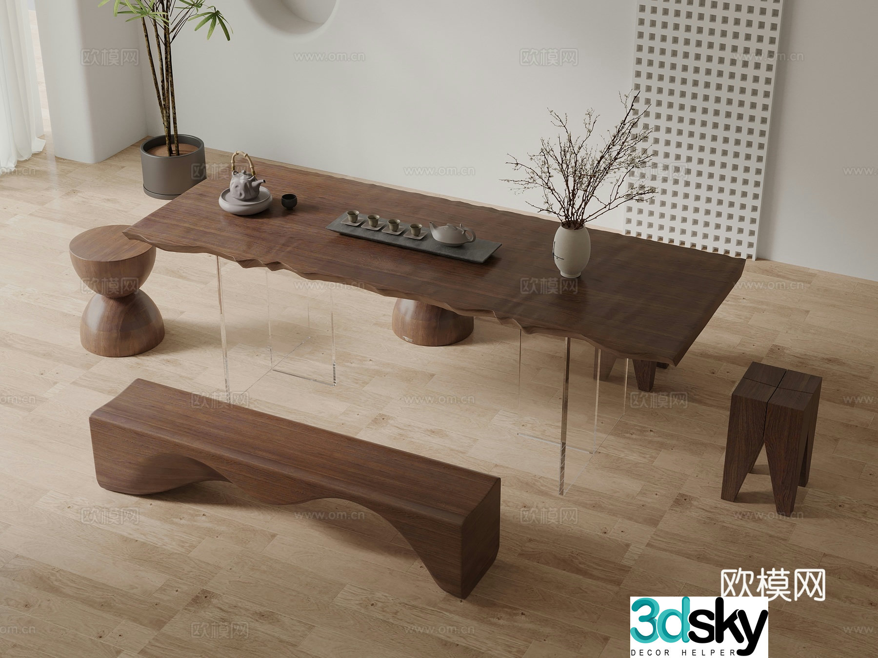 New Chinese tea table 3d model