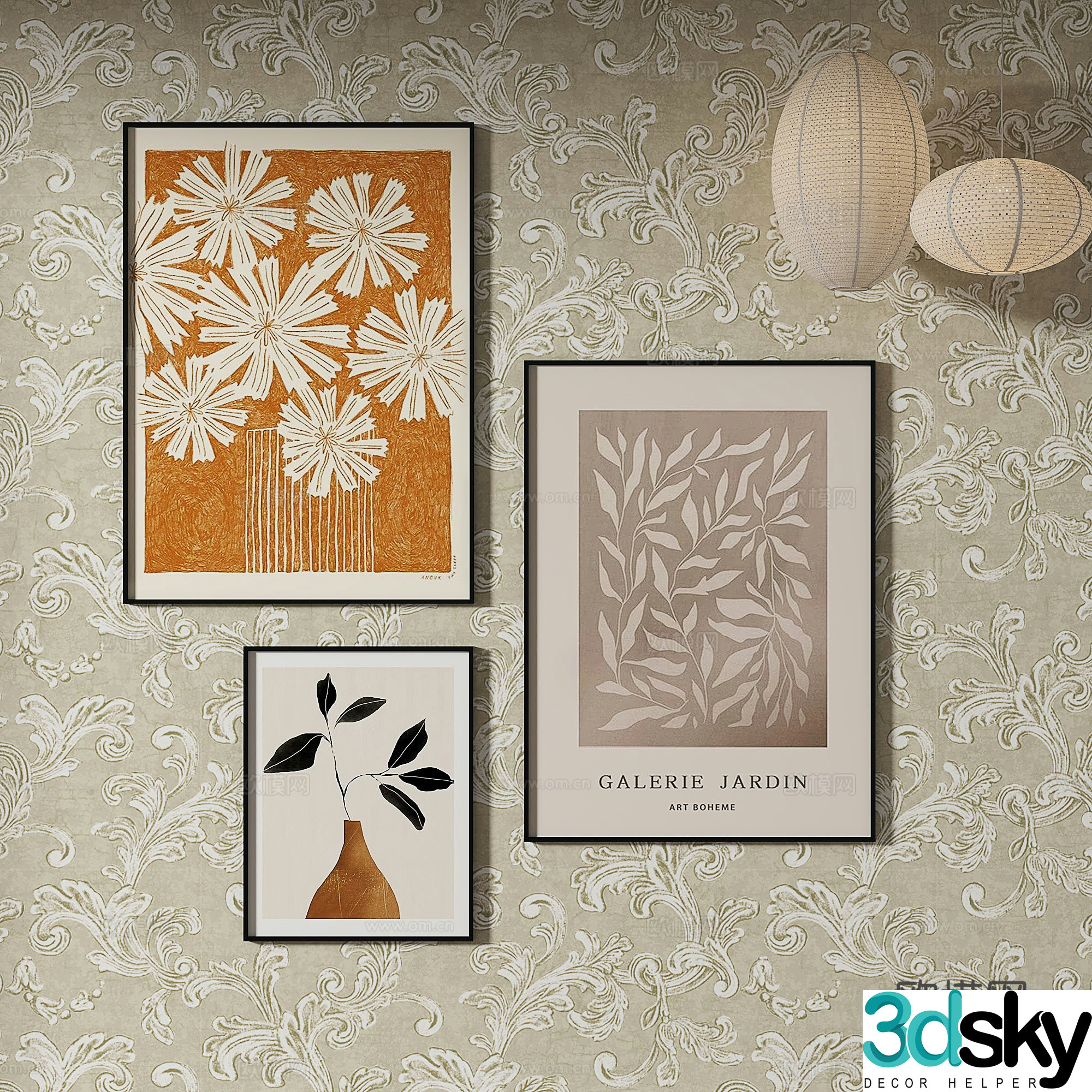 Simple European abstract painting decorative painting 3d model