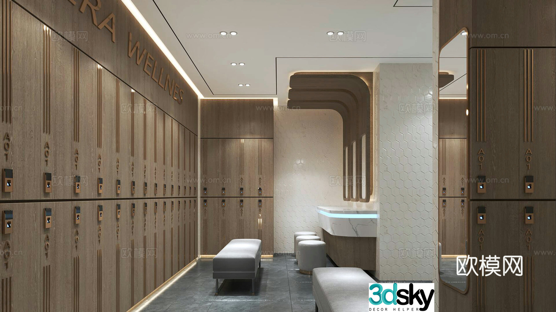 Modern locker room 3d model