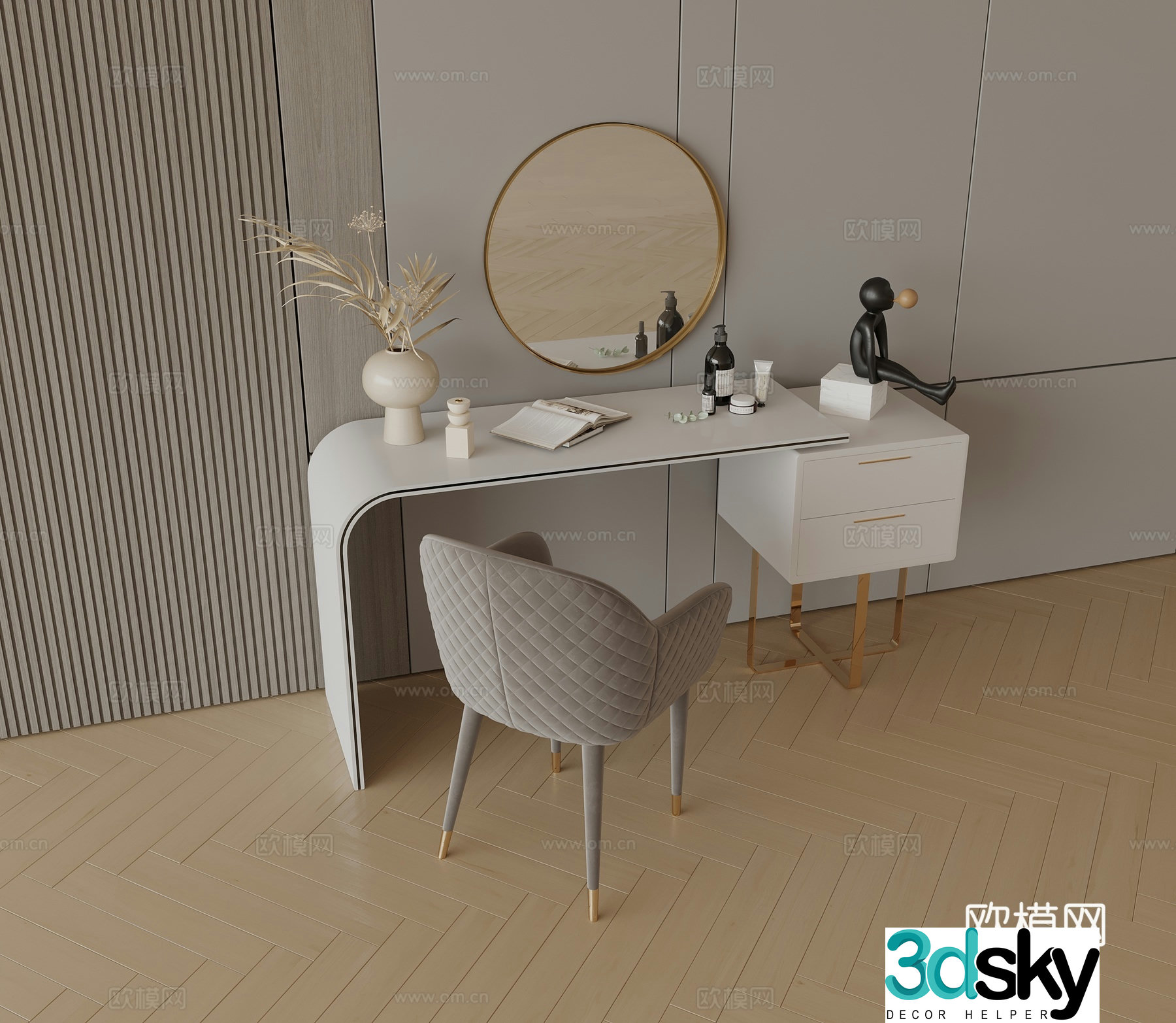 Modern dressing table dressing stool 3d model