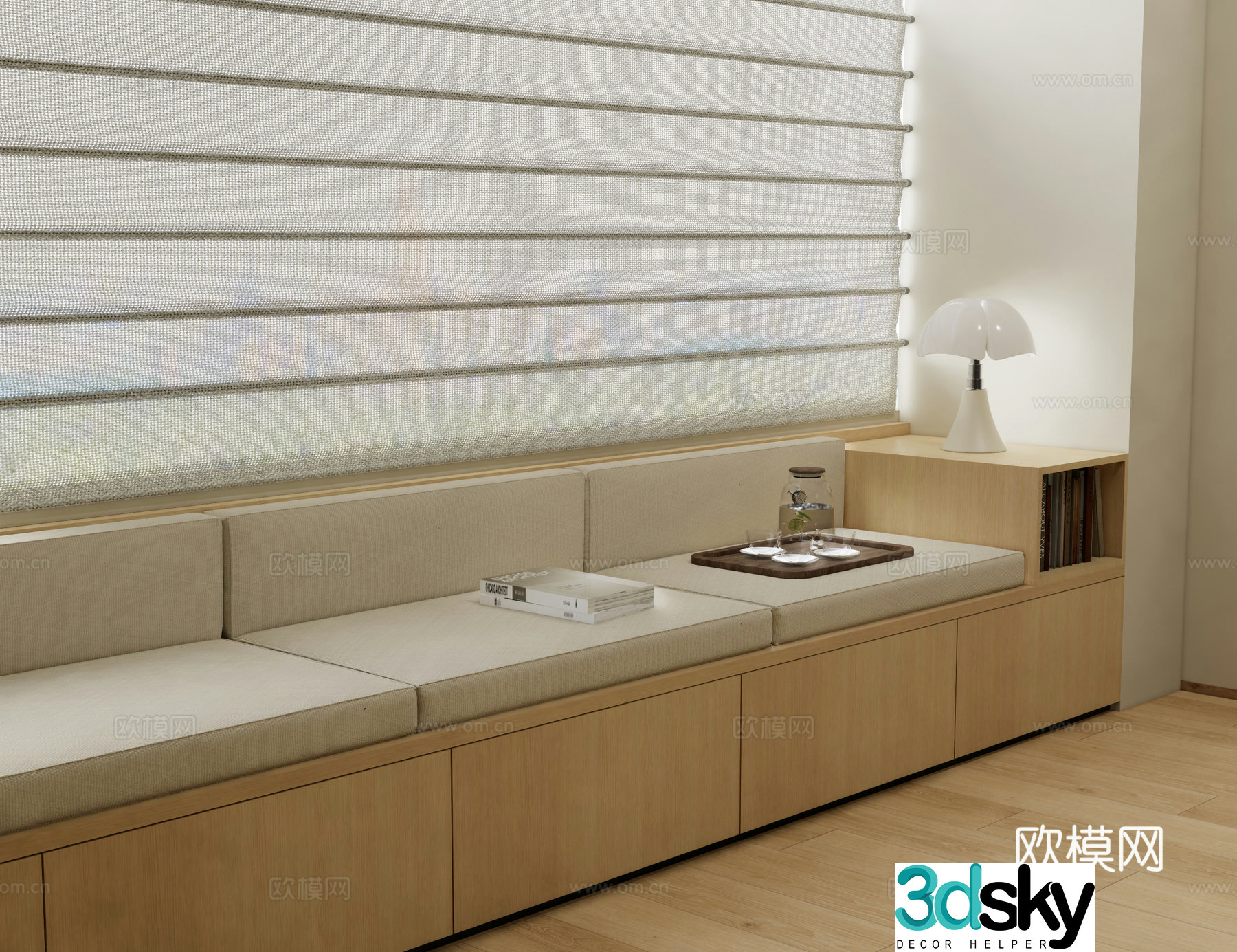 Modern booth sofa bay window booth bay window cabinet 3D model