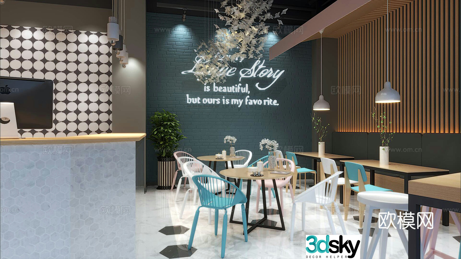 Modern cafe 3d model