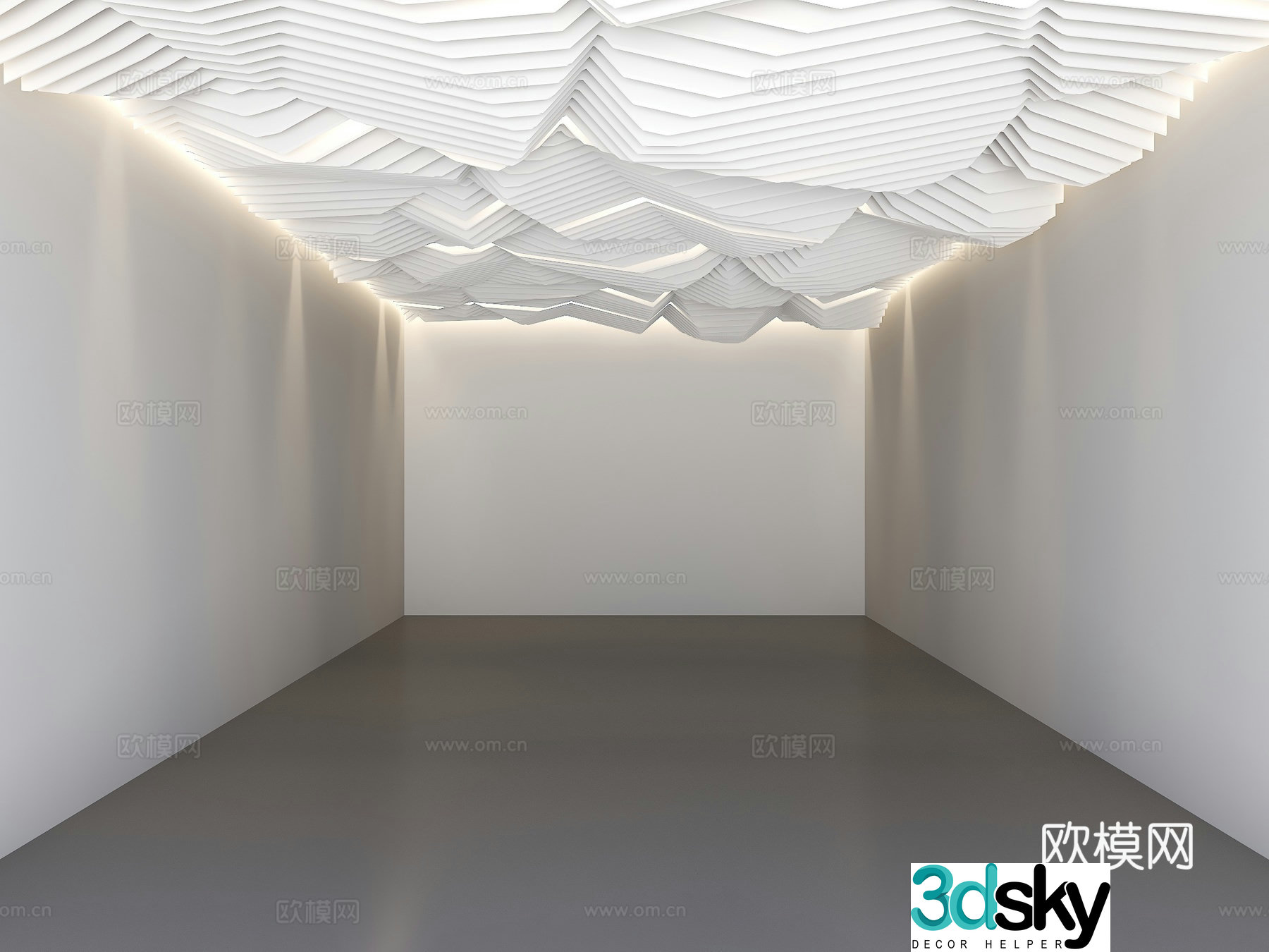 Modern special-shaped ceiling grille ceiling curved ceiling wave ceiling 3D model