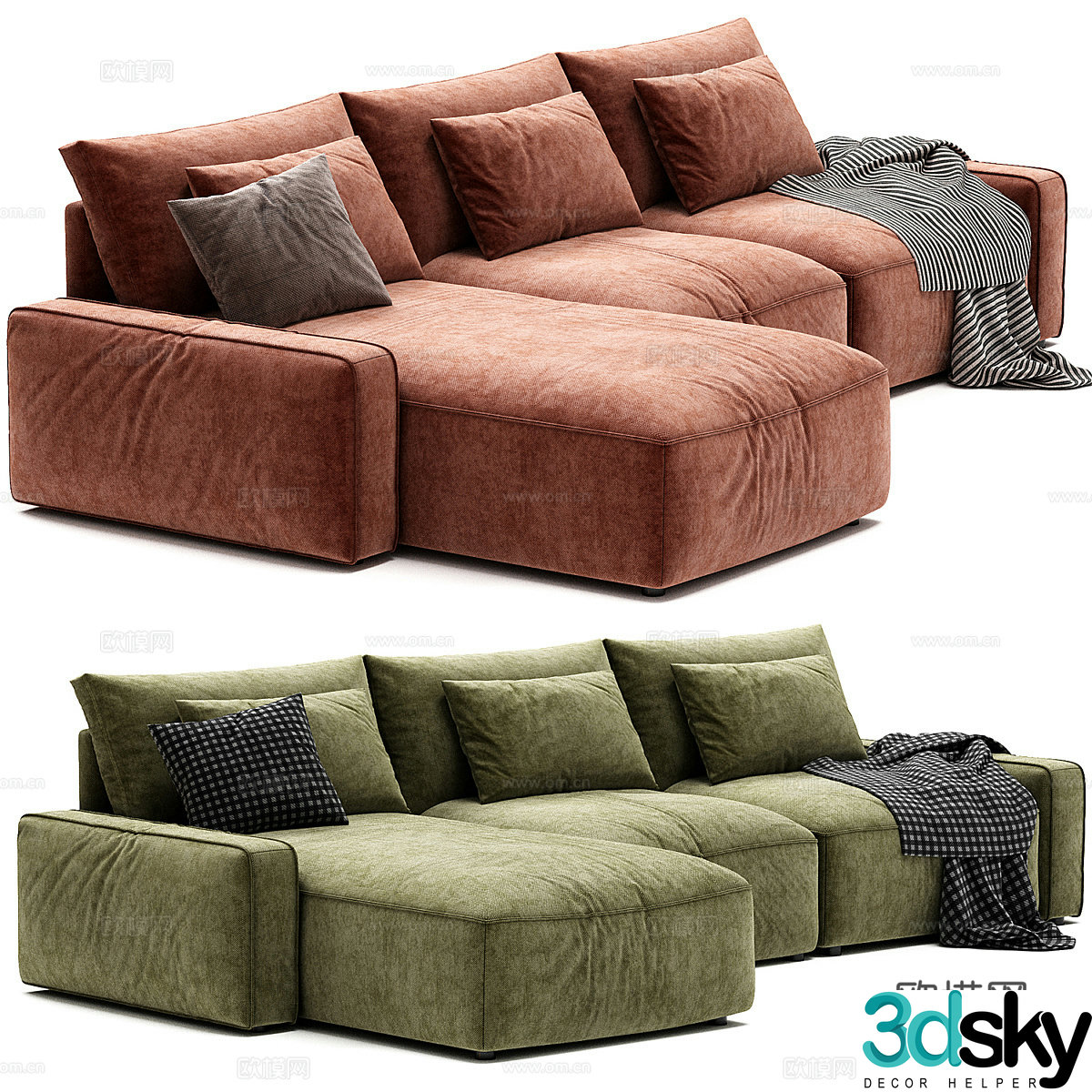 Modern fabric corner sofa leisure sofa 3d model