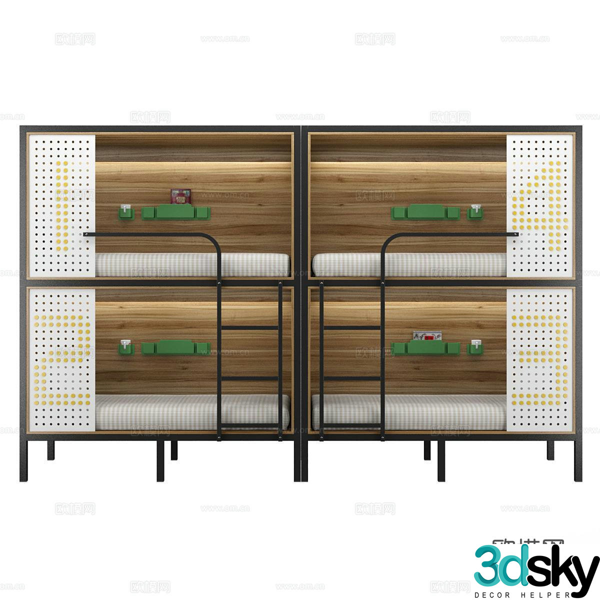 Modern bunk bed hotel bunk bed dormitory bunk bed 3d model
