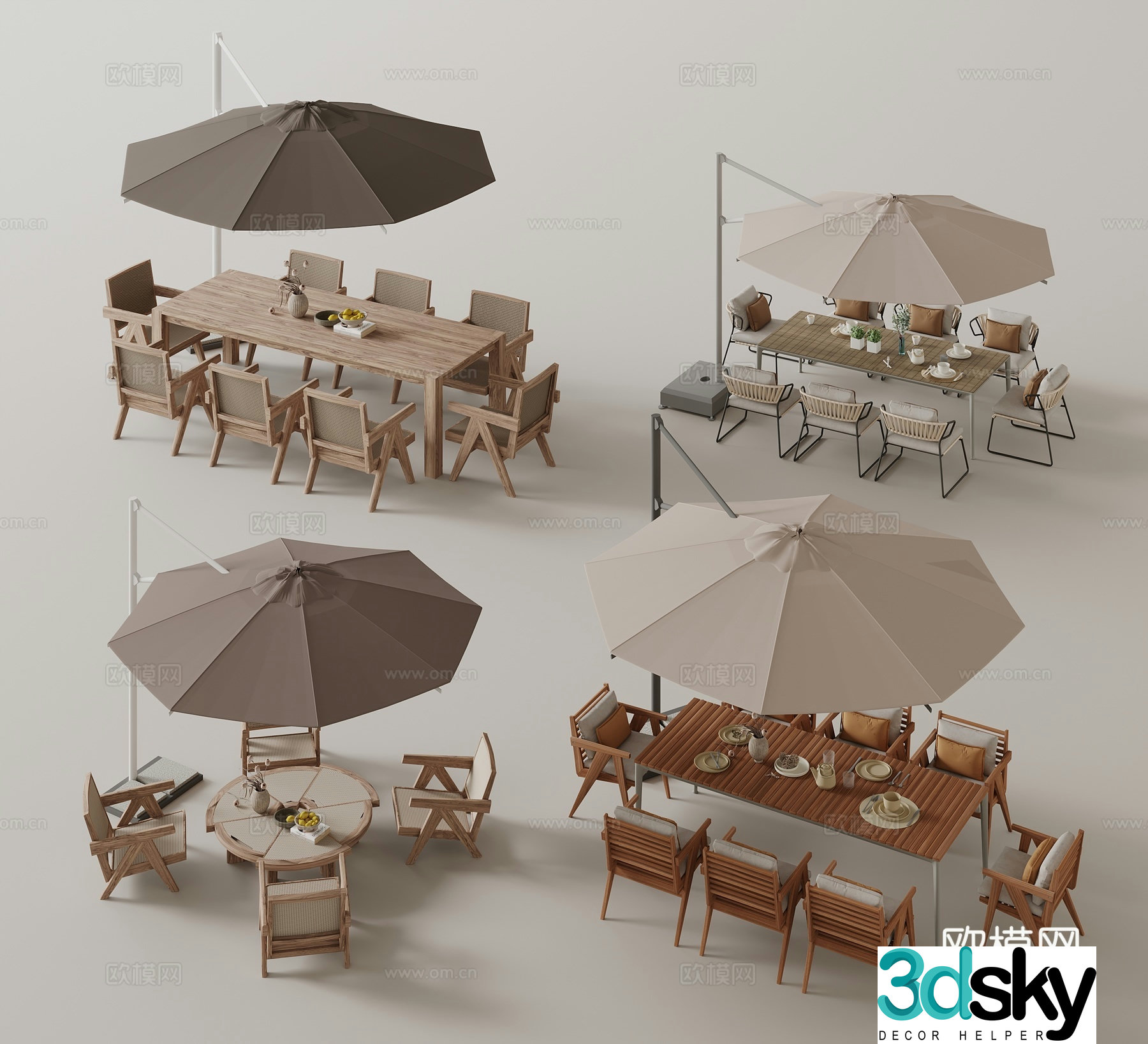Modern outdoor table and chairs 3d model