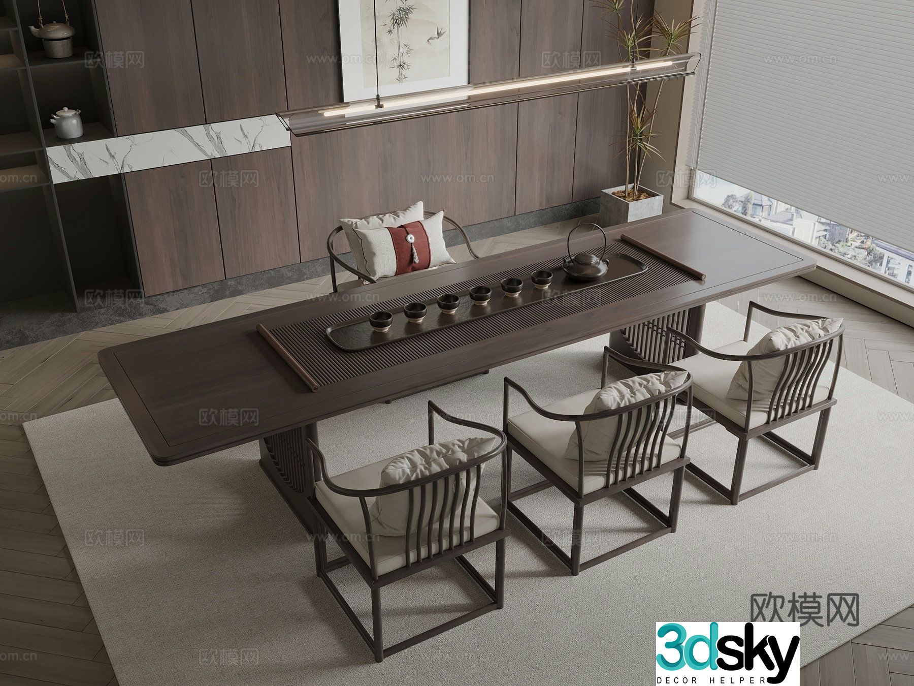 New Chinese style tea table tea table 3d model
