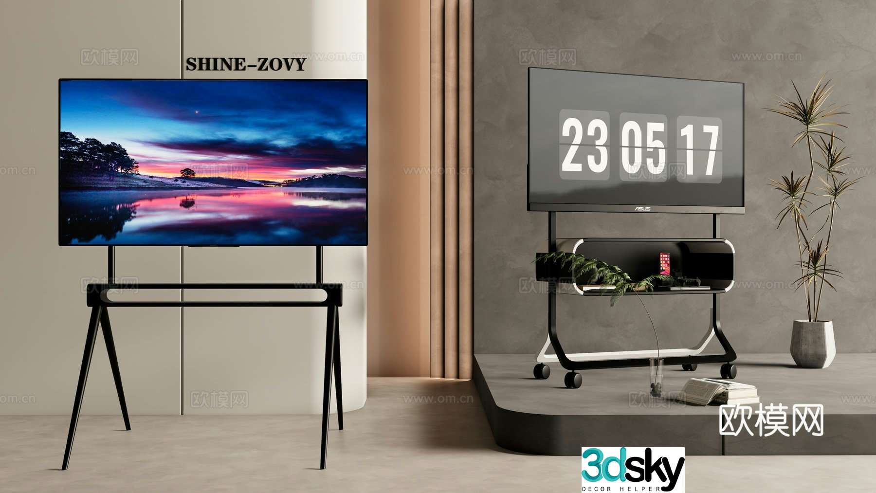 Modern stand tv mobile tv stand 3d model