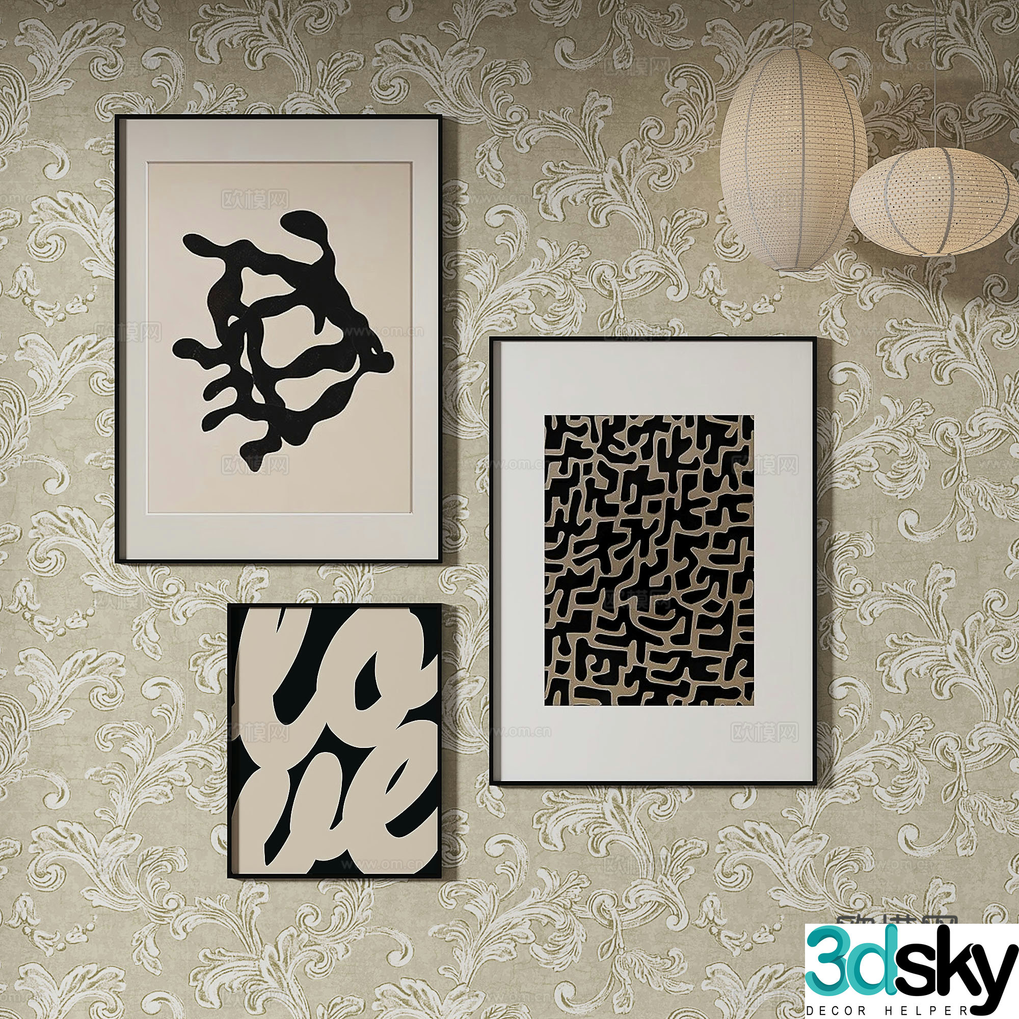 Simple European art painting decorative painting 3d model