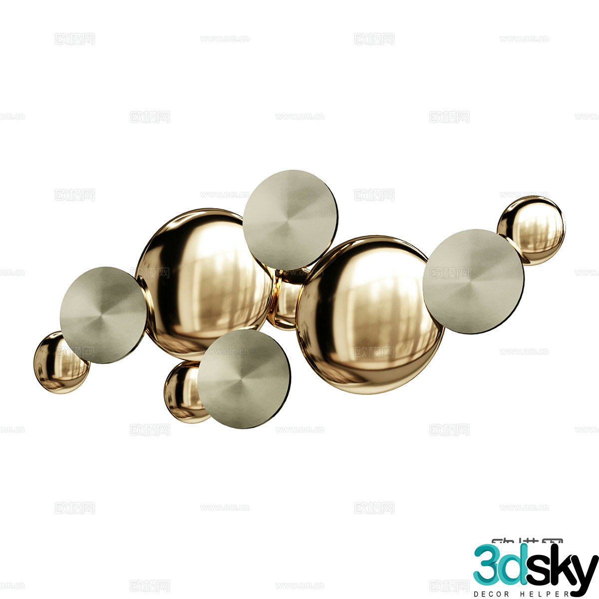 Light luxury geometric wall decorations pendants 3D model