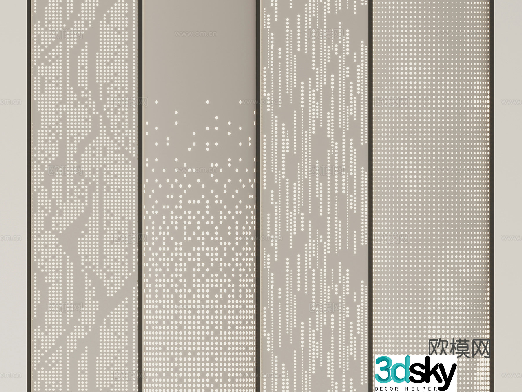 Modern perforated aluminum plate luminous column styling column aluminum veneer 3D model
