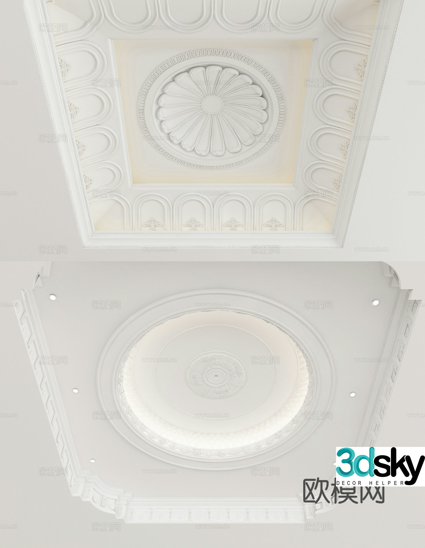 European style ceiling gypsum carved ceiling 3D model
