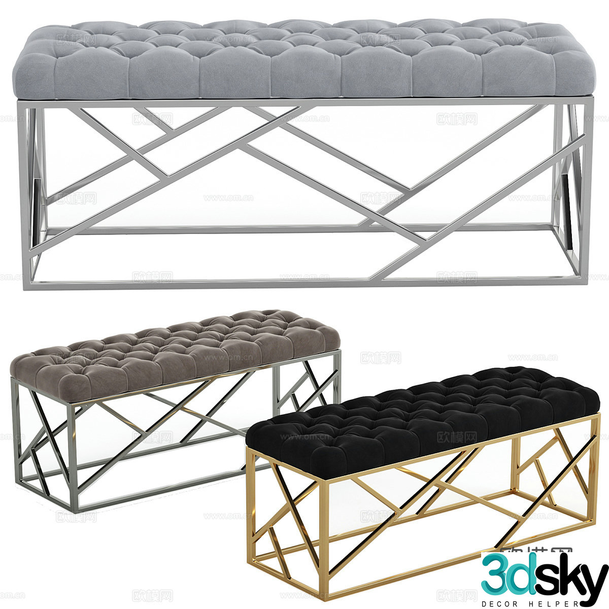 Modern bench sofa stool 3d model