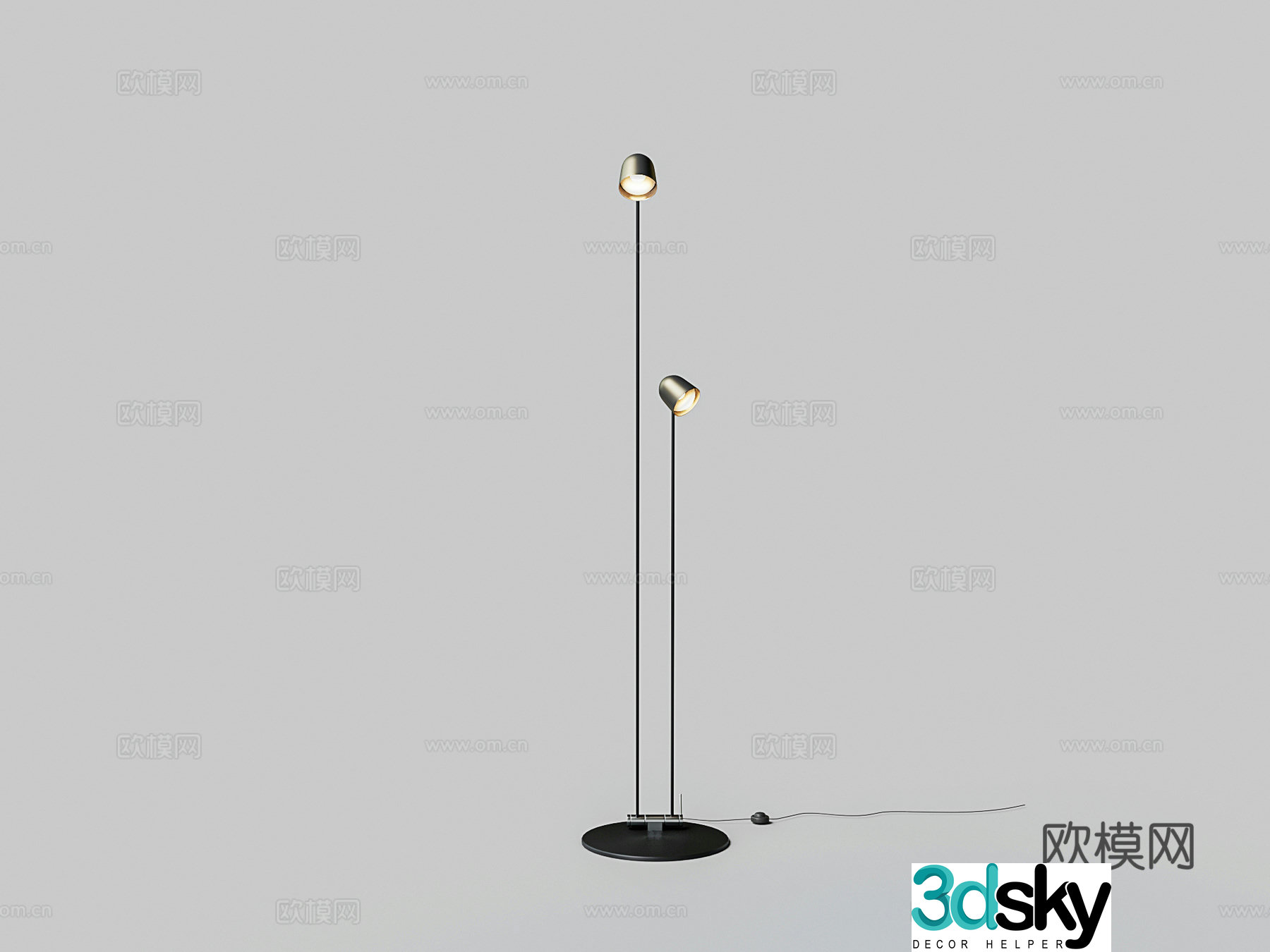 Modern double head floor lamp 3d model
