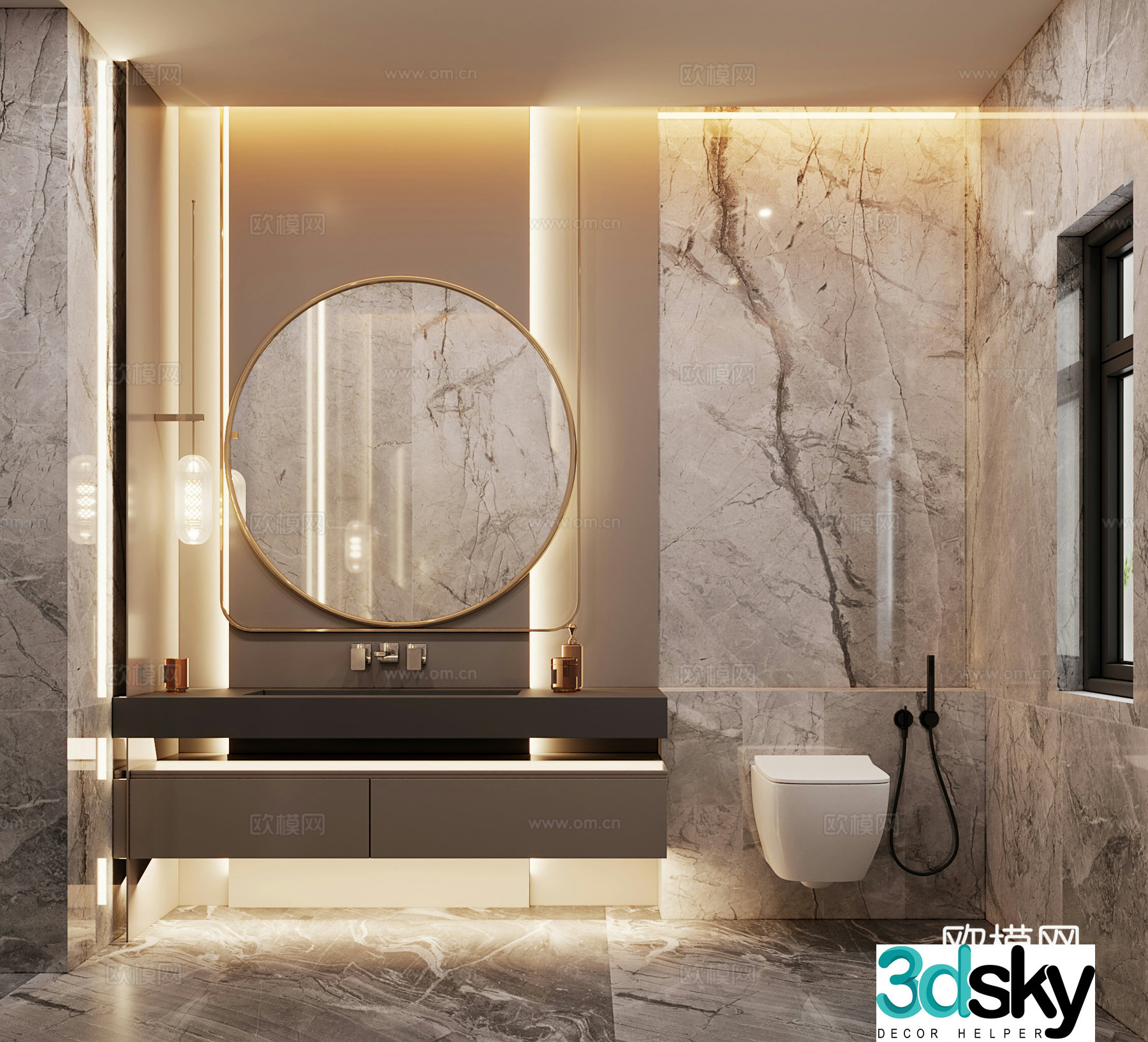 Modern bathroom dry area 3d model
