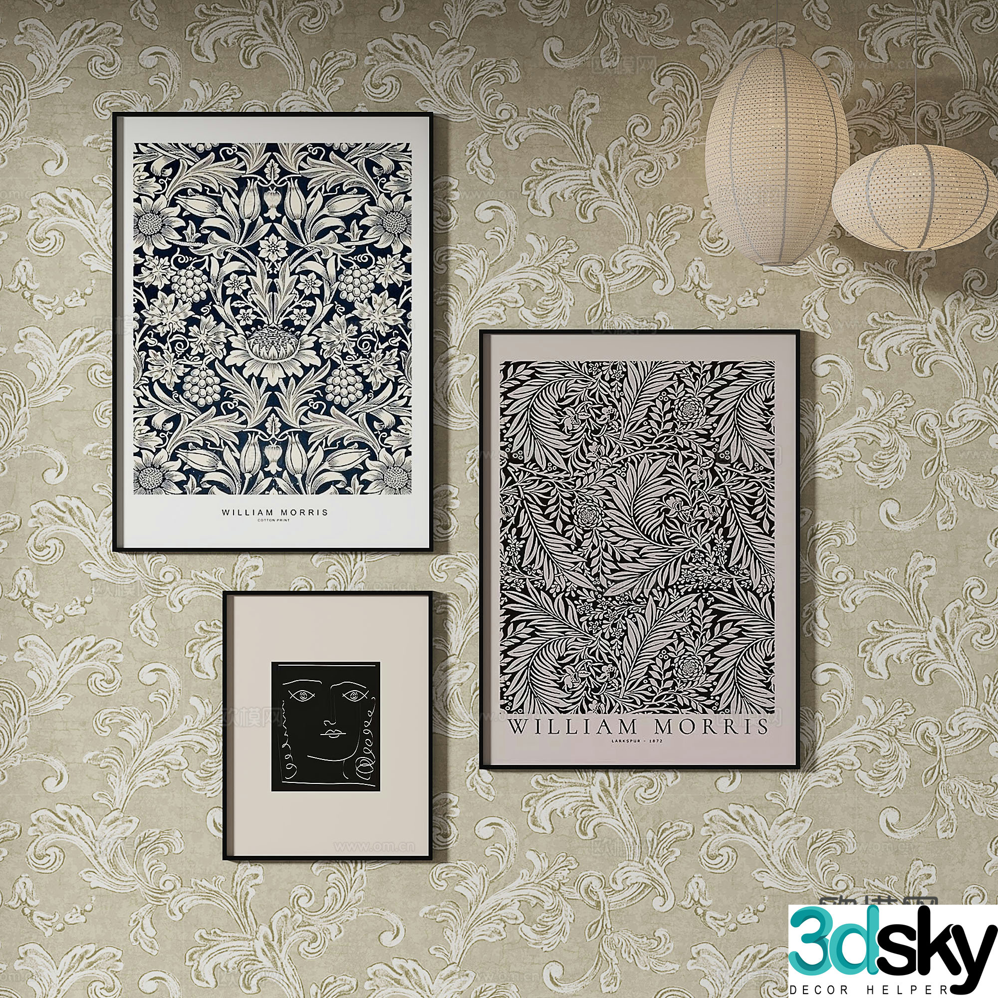 Simple European abstract painting decorative painting 3d model