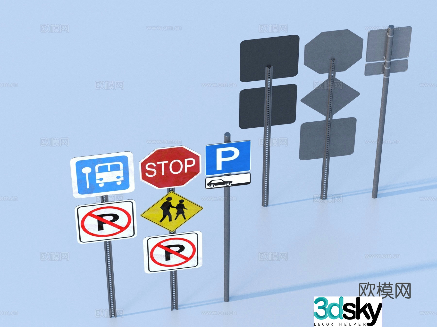 Direction sign Sign Road sign Guide sign 3D model
