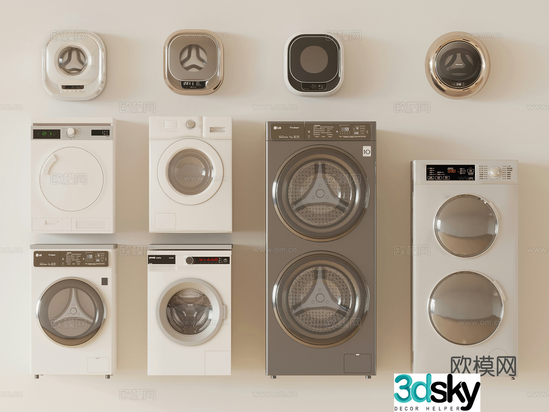 Modern washing machine drum washing machine wall mounted 3d model