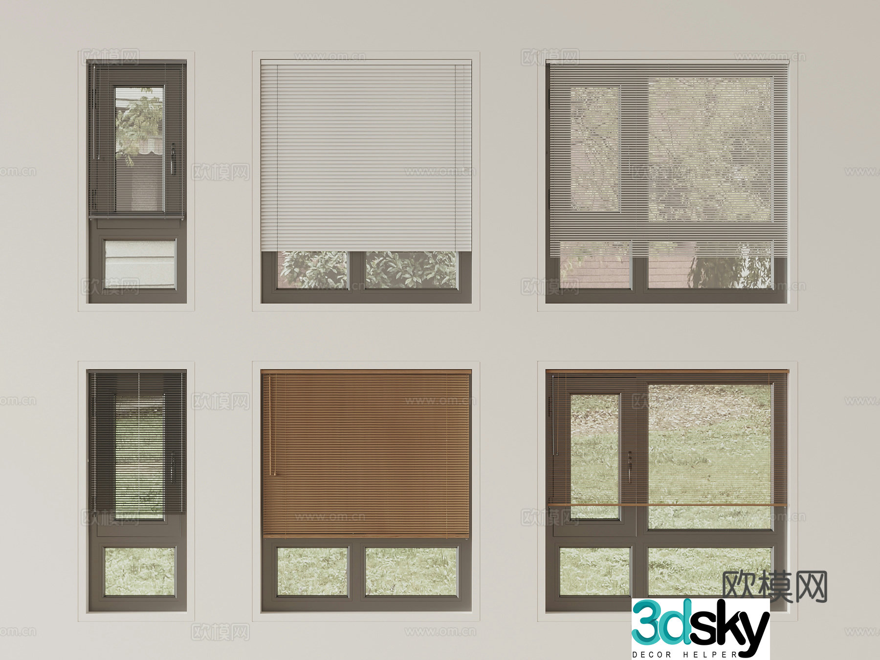 Modern curtains Venetian blinds Bamboo blinds 3d model