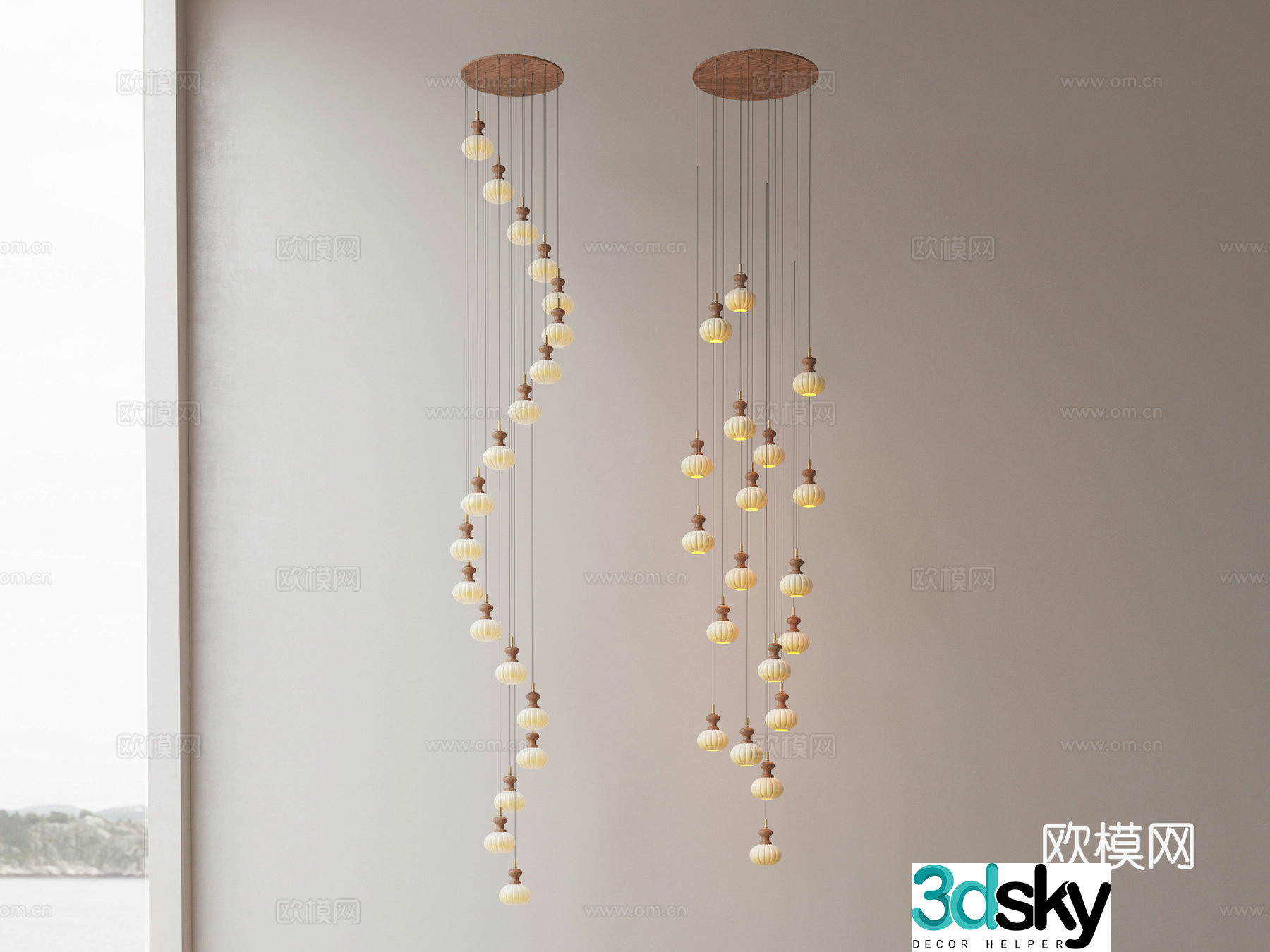French stairwell chandelier 3d model