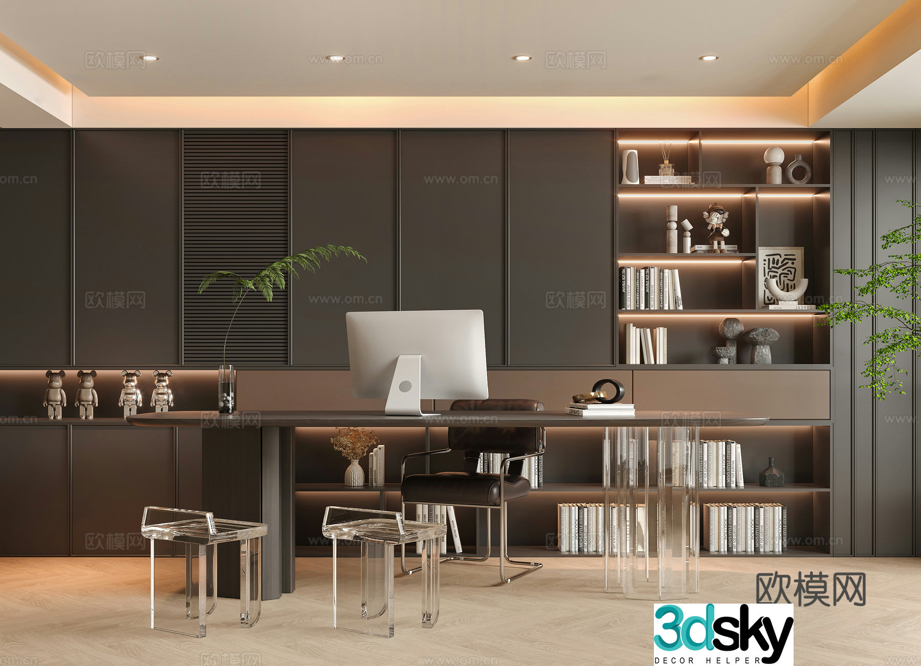 Modern study room 3d model