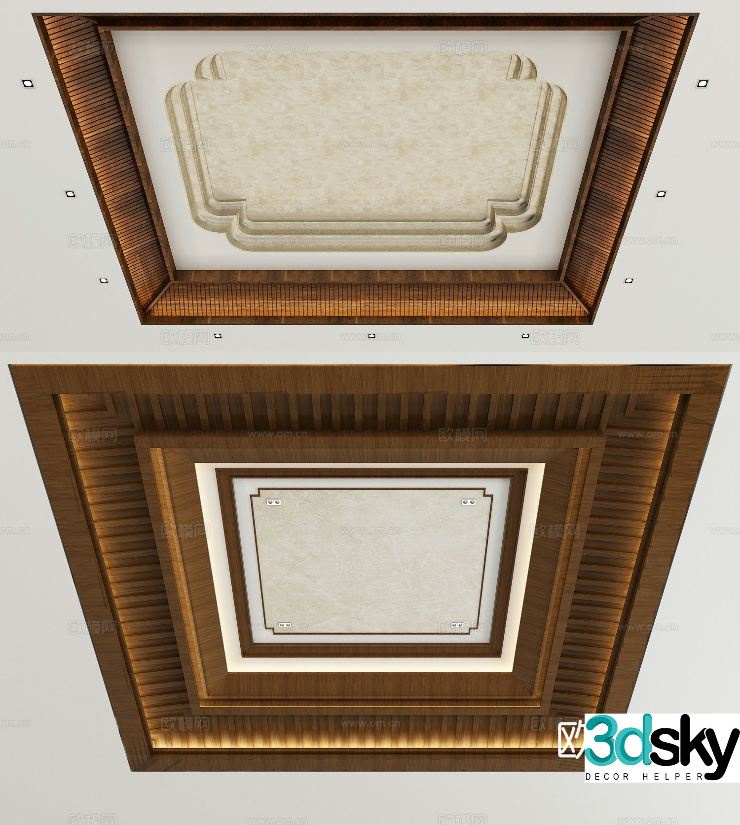 New Chinese style ceiling wooden ceiling 3d model