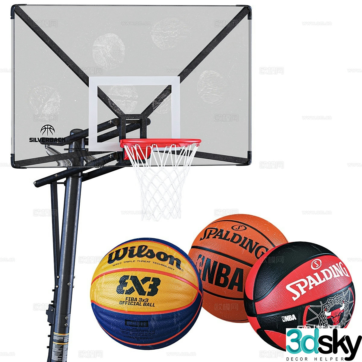 Modern portable basketball stand 3d model