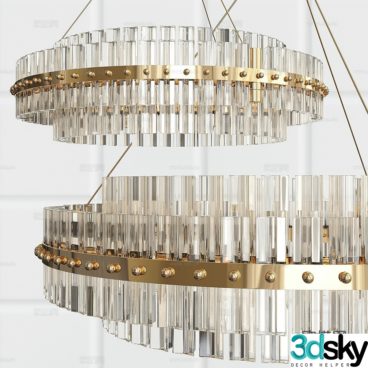 Light luxury crystal chandelier 3d model