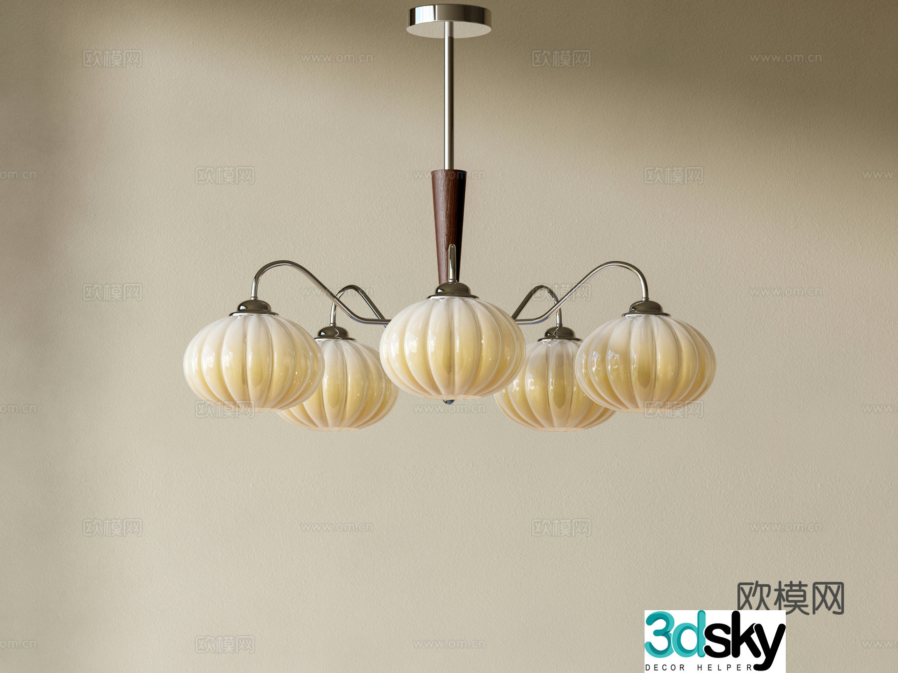 French pumpkin chandelier multi-head chandelier 3d model
