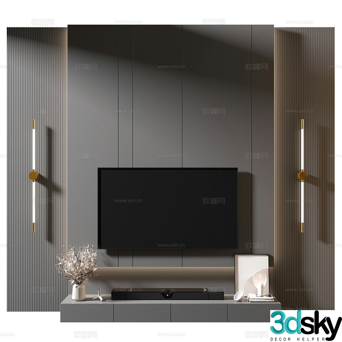 Italian TV background wall 3D model