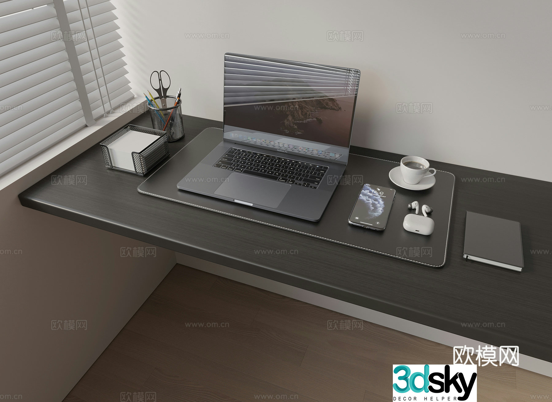 Modern desk decoration office decoration computer 3D model