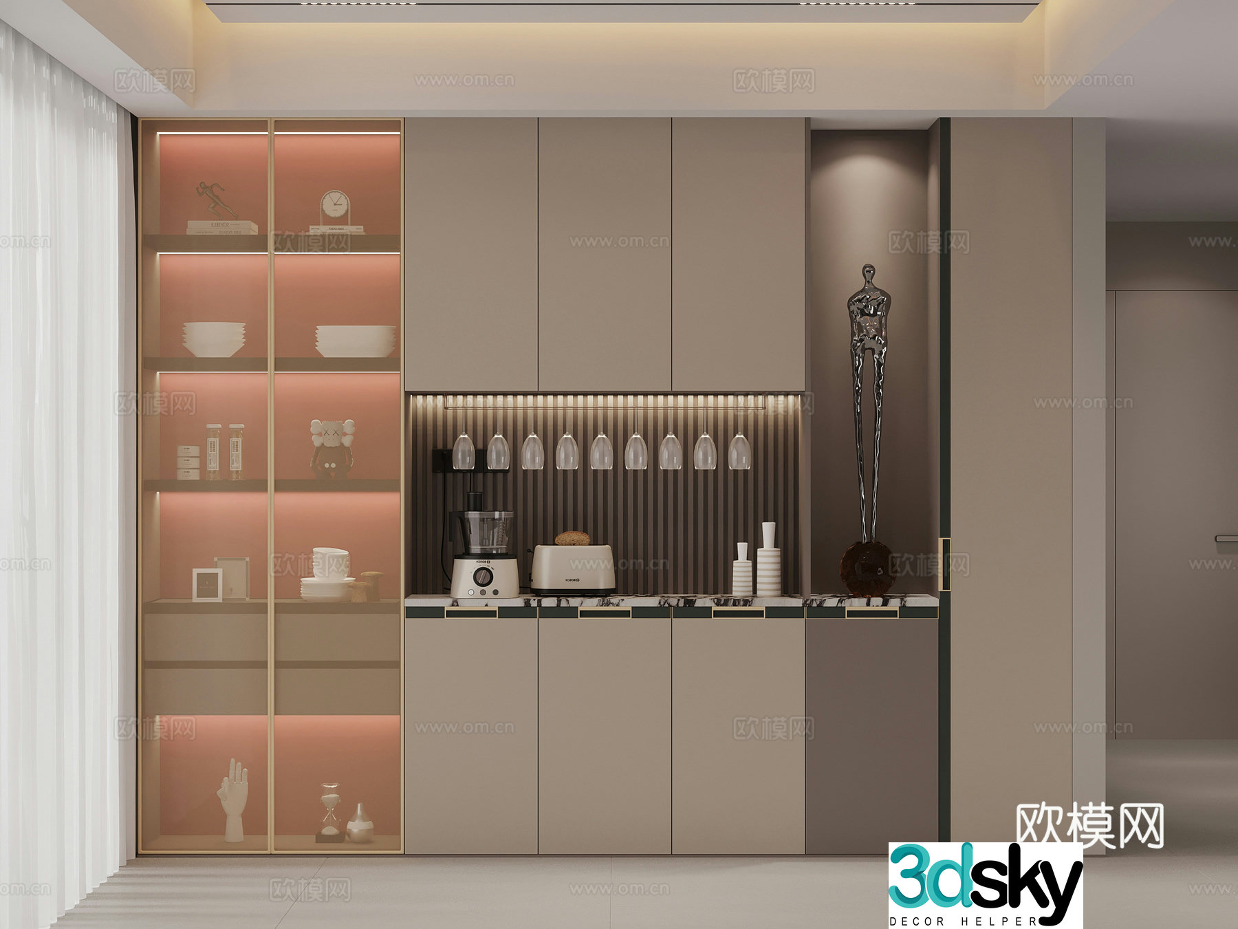 Modern wine cabinet sideboard 3d model