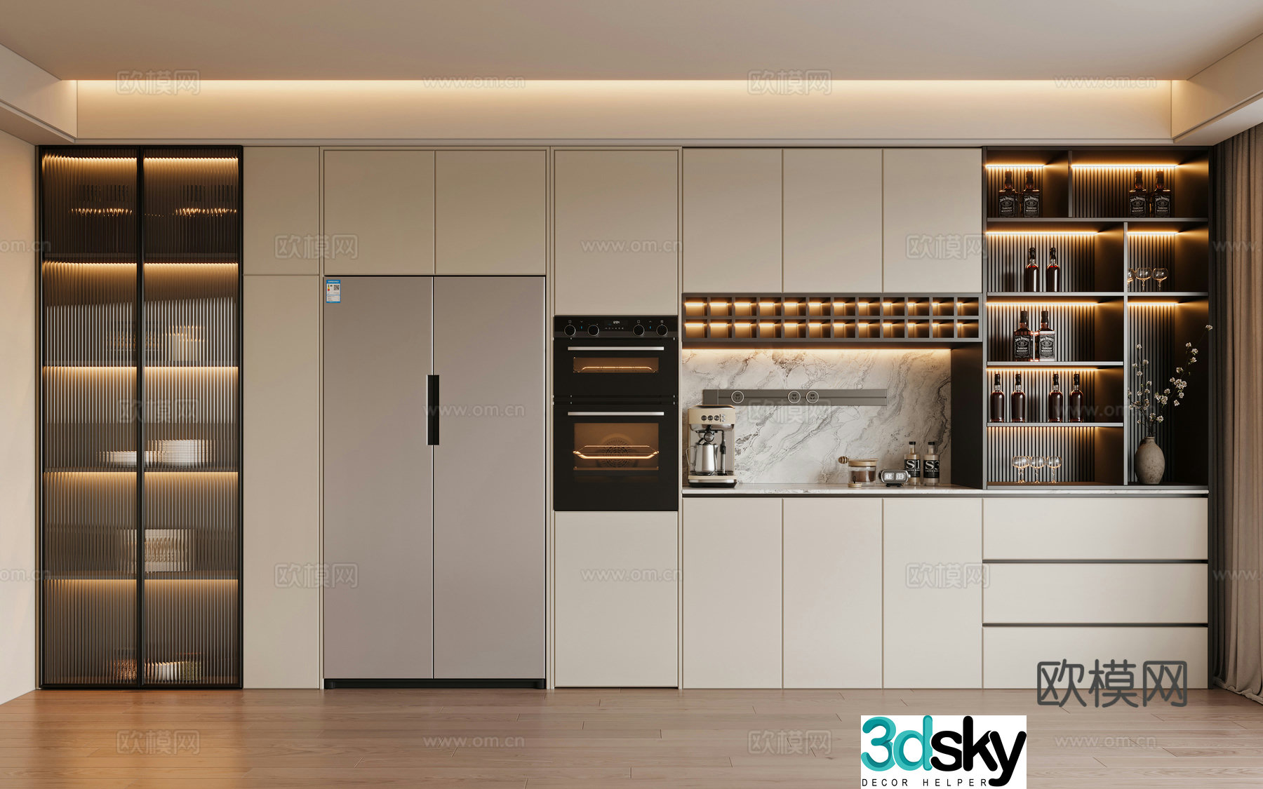 Modern wine cabinet sideboard 3d model