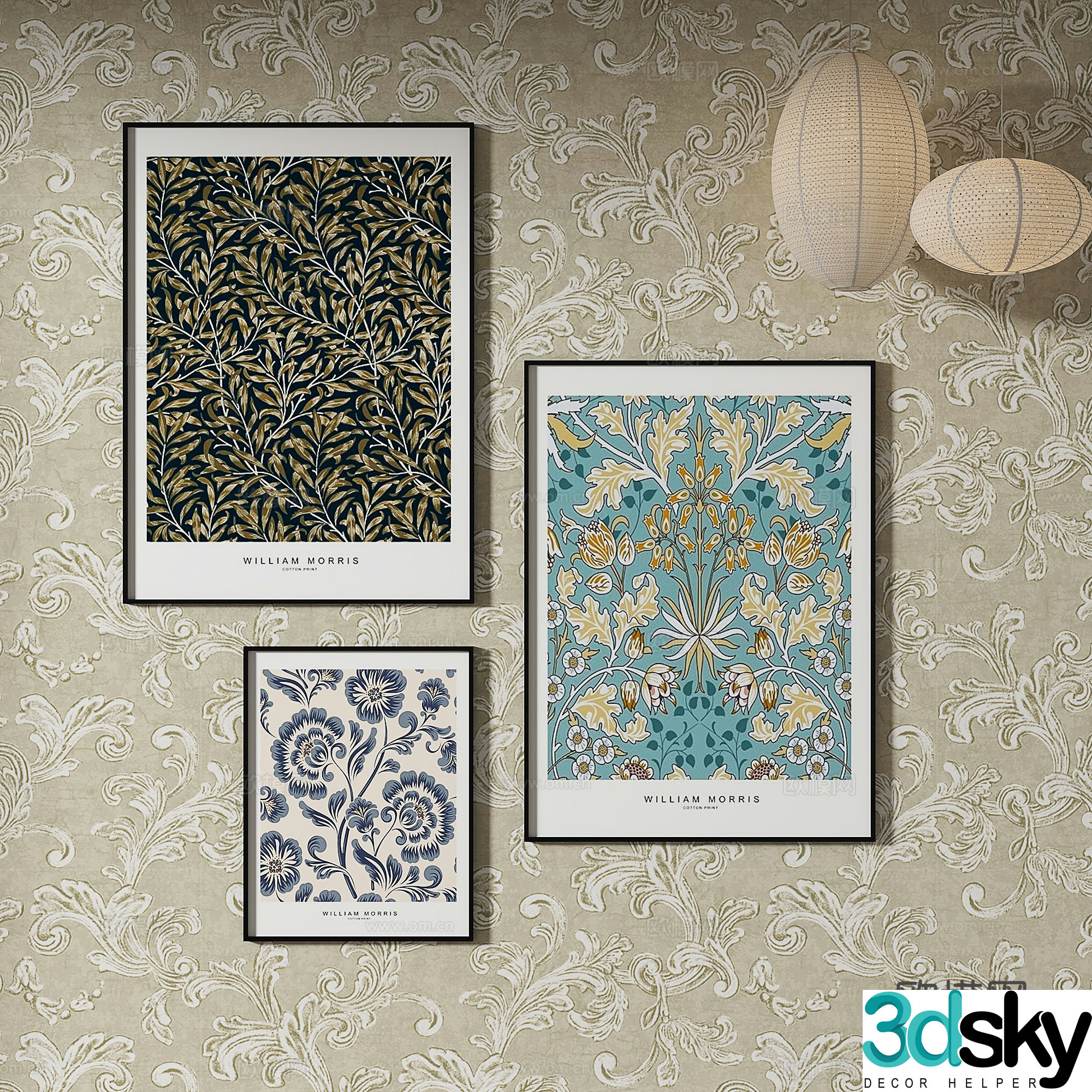 Simple European abstract painting decorative painting 3d model