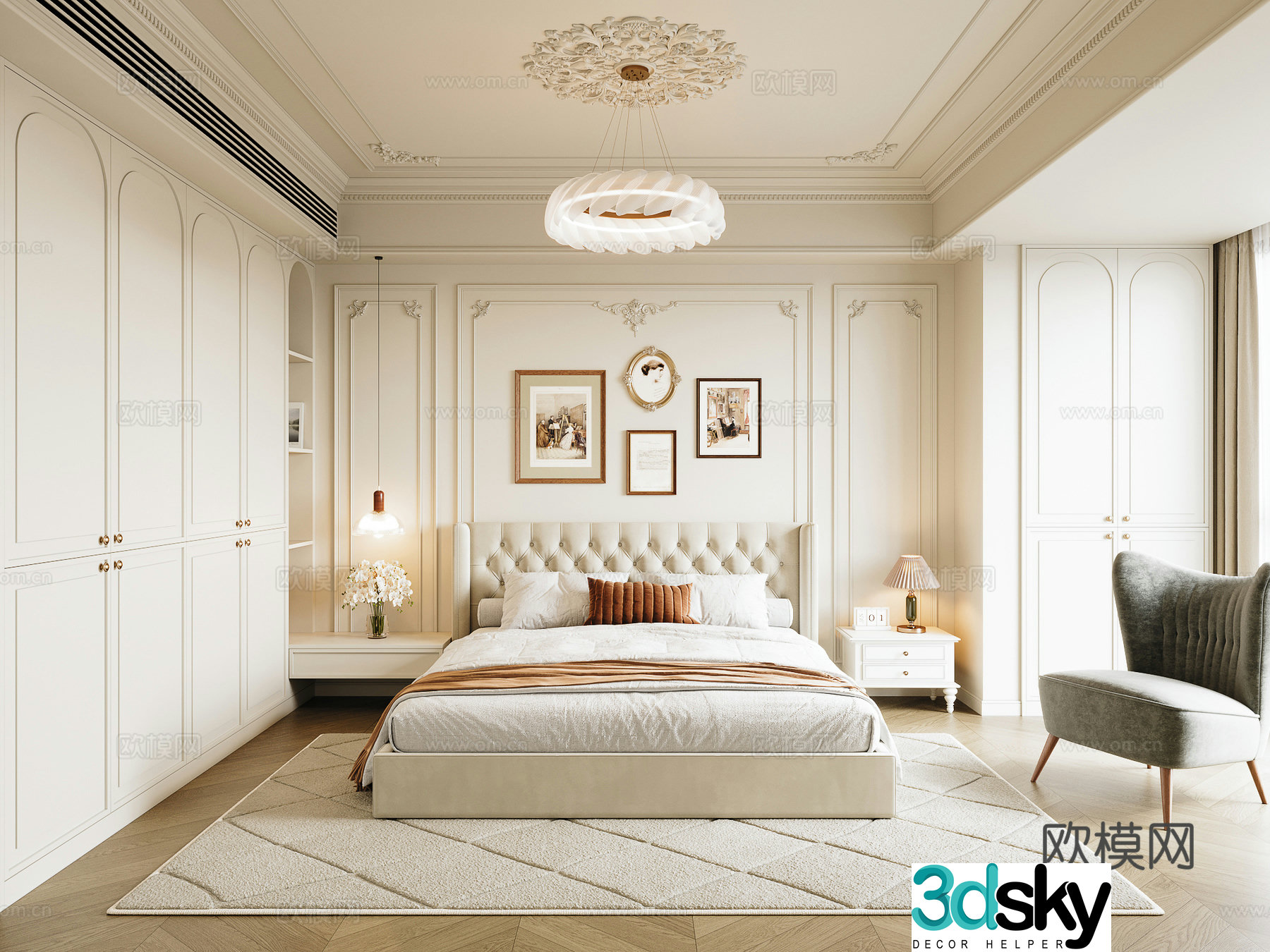 French bedroom master bedroom 3d model