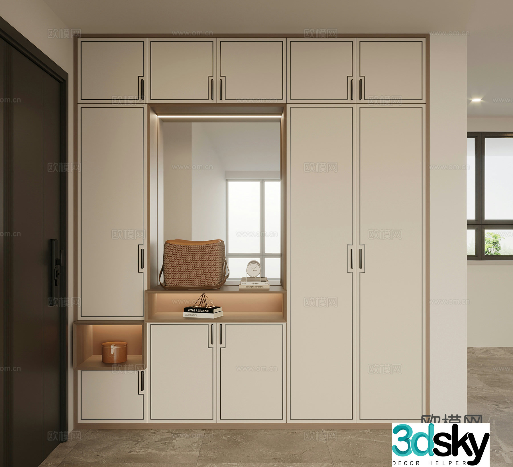 New Chinese style shoe cabinet 3D model of home shoe cabinet