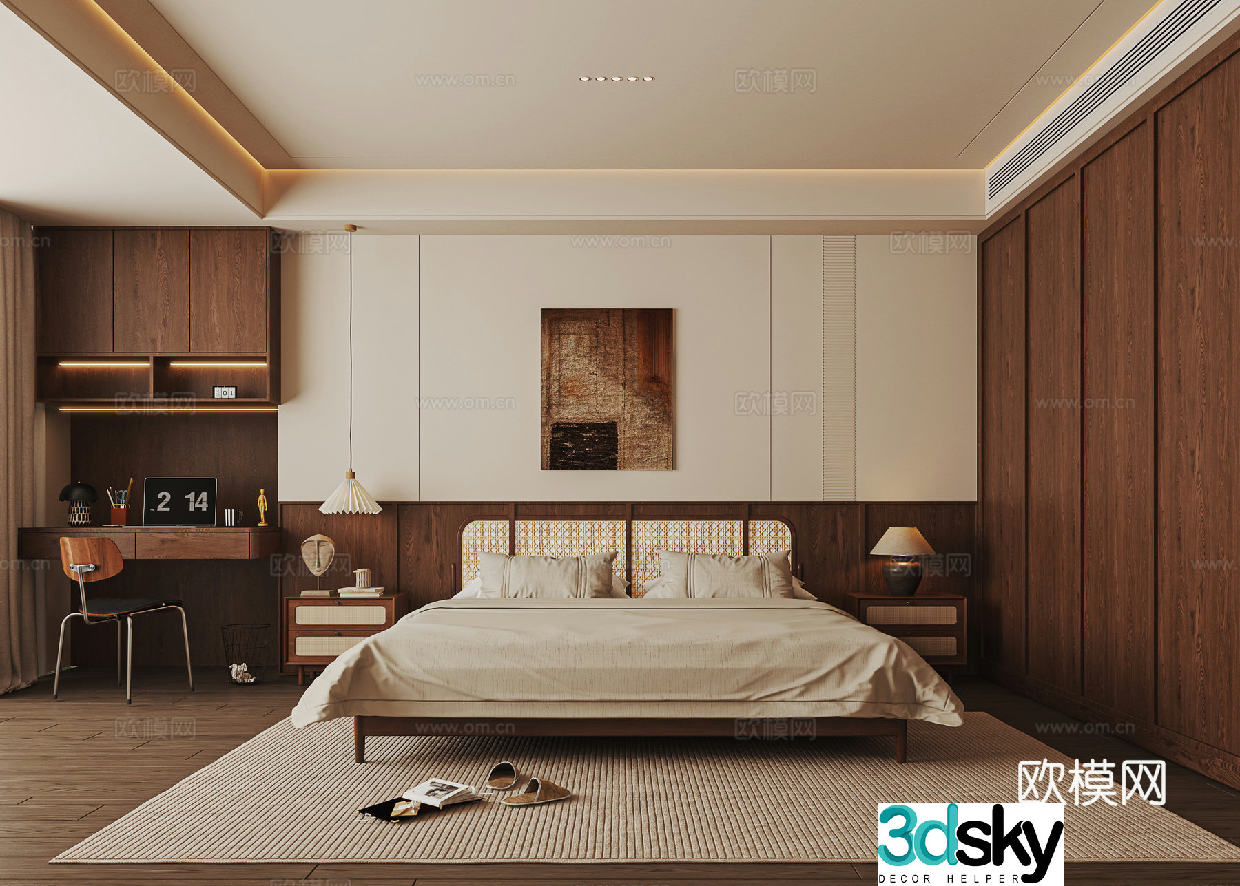 Wabi-sabi style bedroom master bedroom 3d model