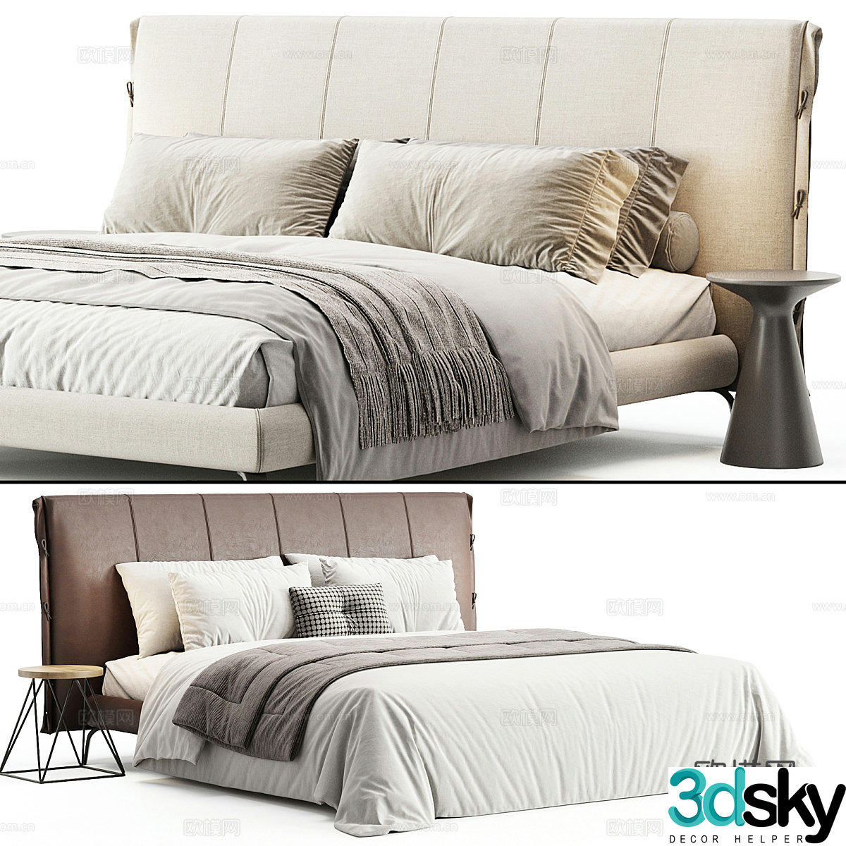 Modern double bed 3d model