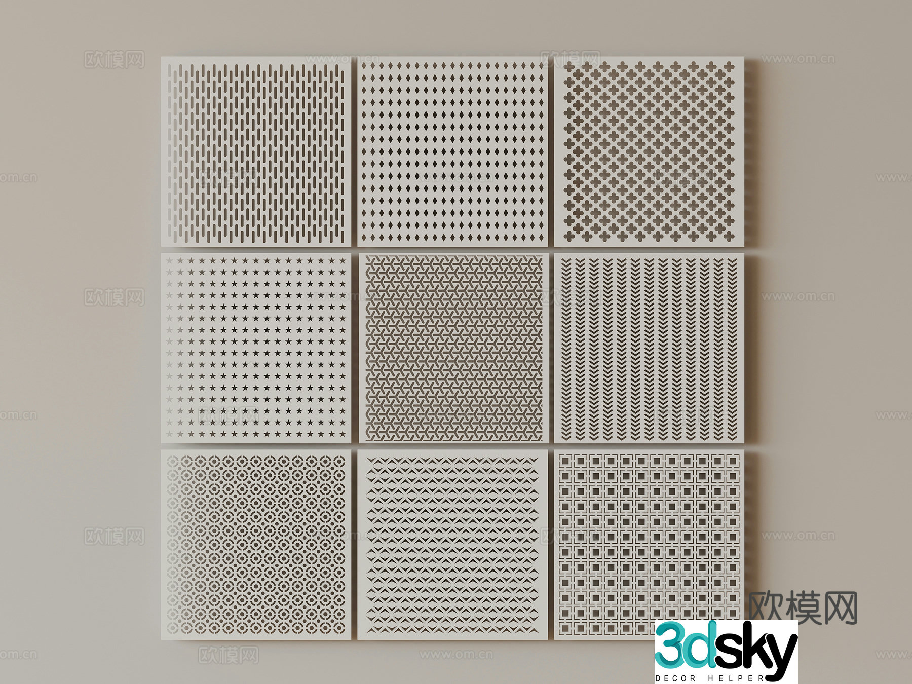 Modern wainscot perforated board punched board aluminum plate 3d model
