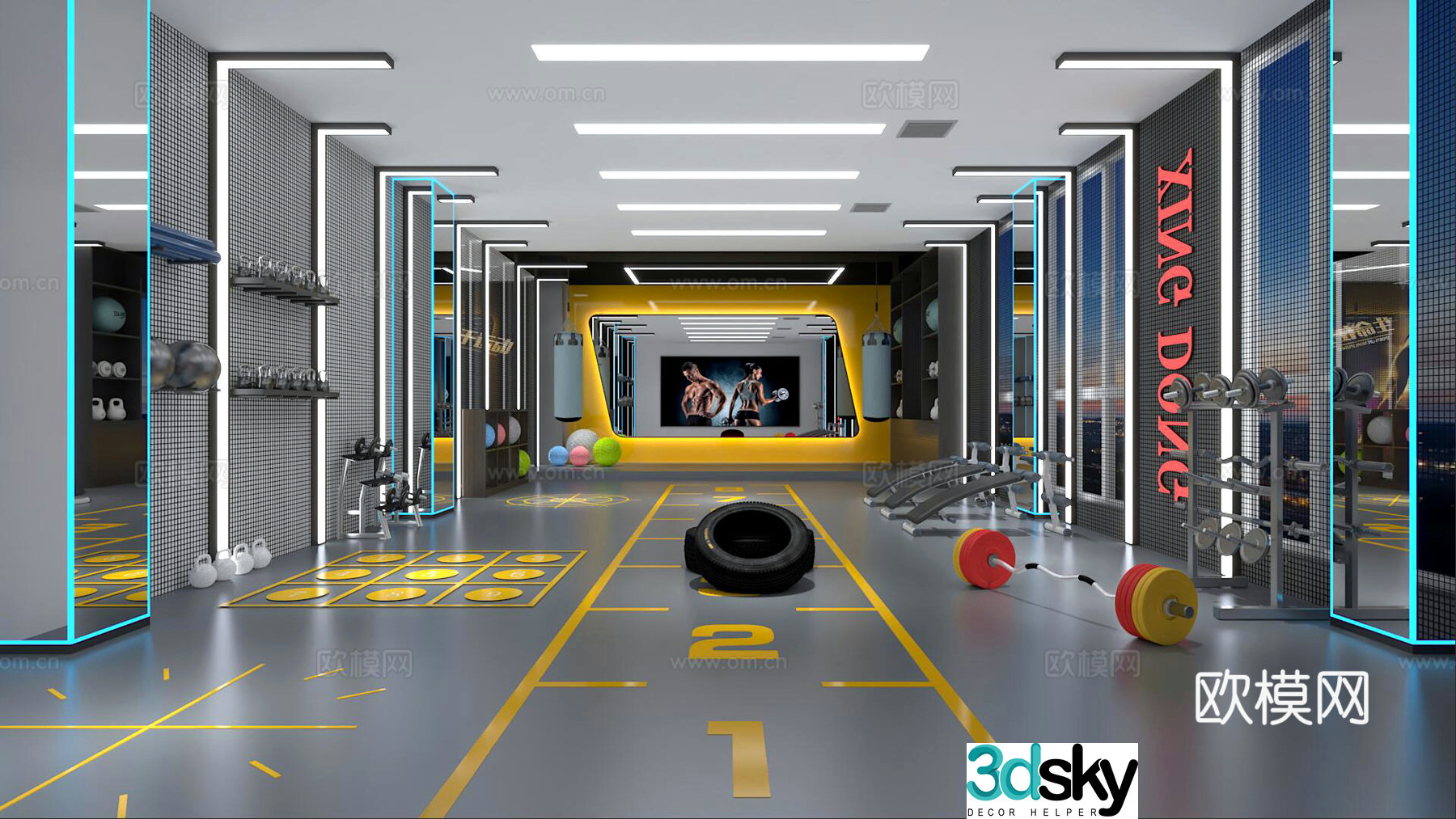 Modern gym 3d model