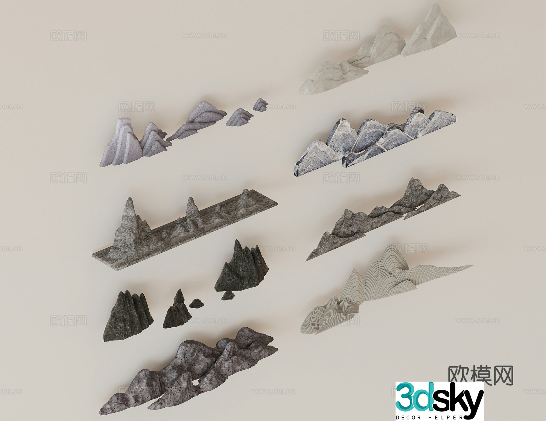 New Chinese style rockery stone water feature 3d model