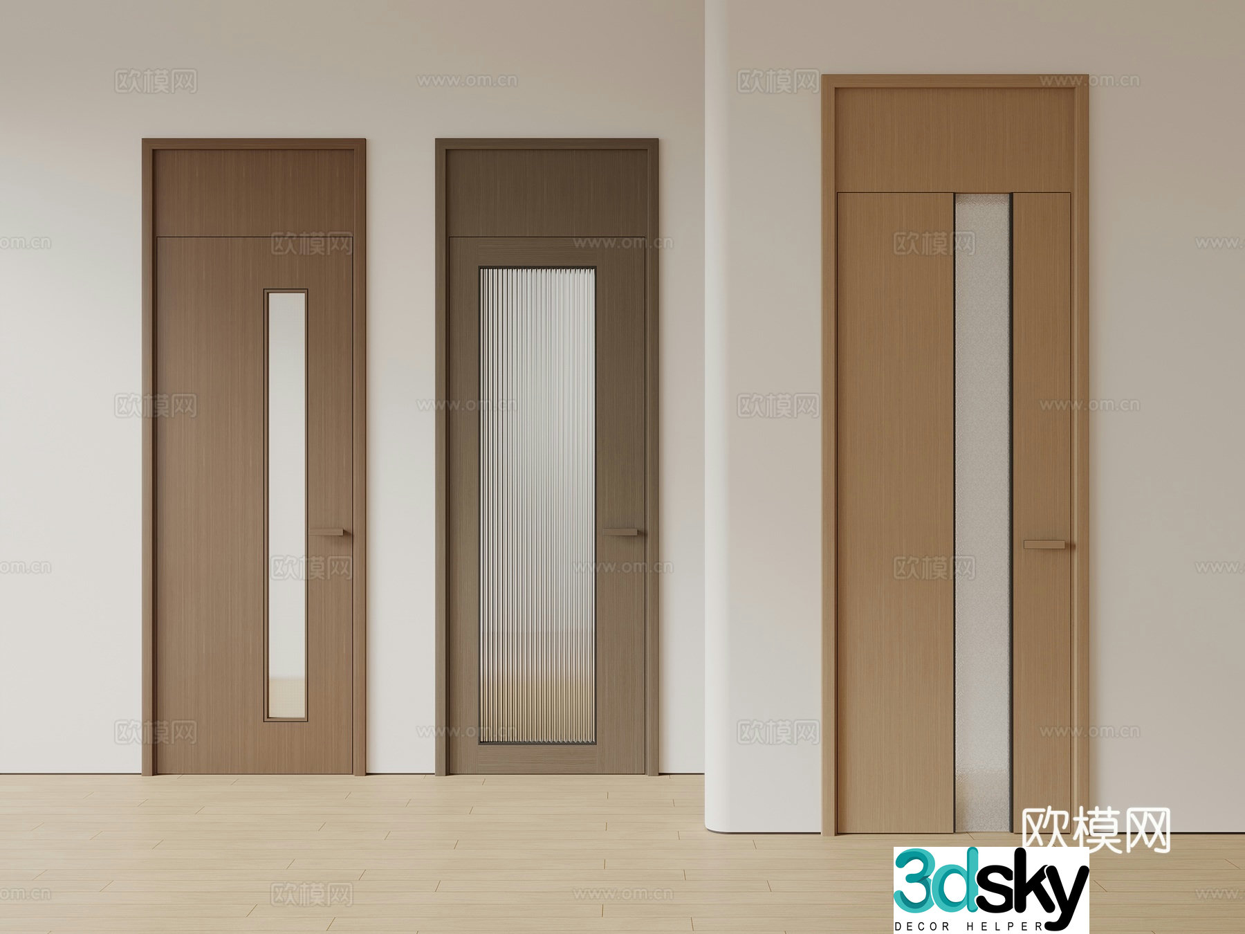 New Chinese style single door room door bathroom door solid wood door 3d model