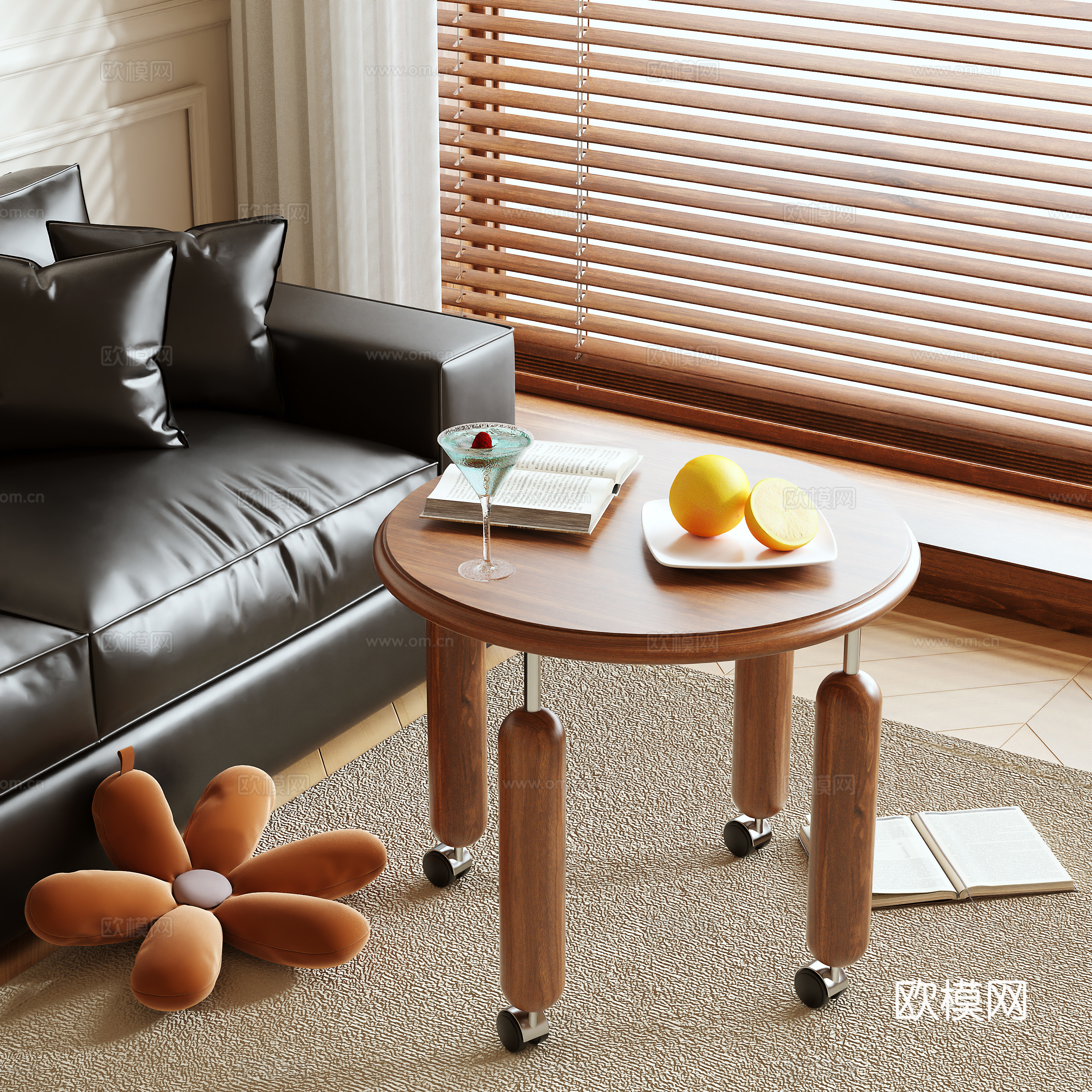 Medieval style round table and side table 3D model