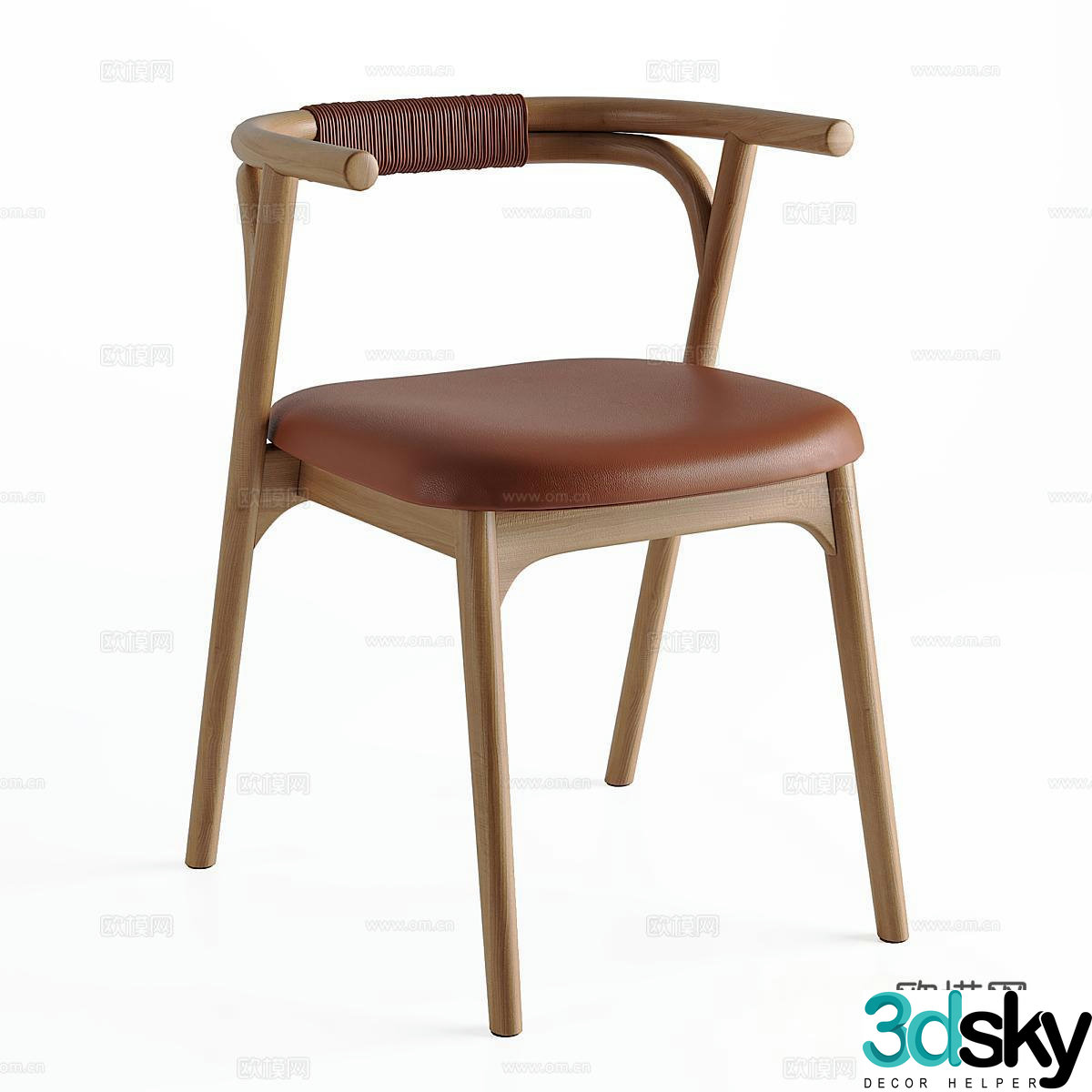 laredoute medieval style single chair wooden chair dining chair leather chair 3d model