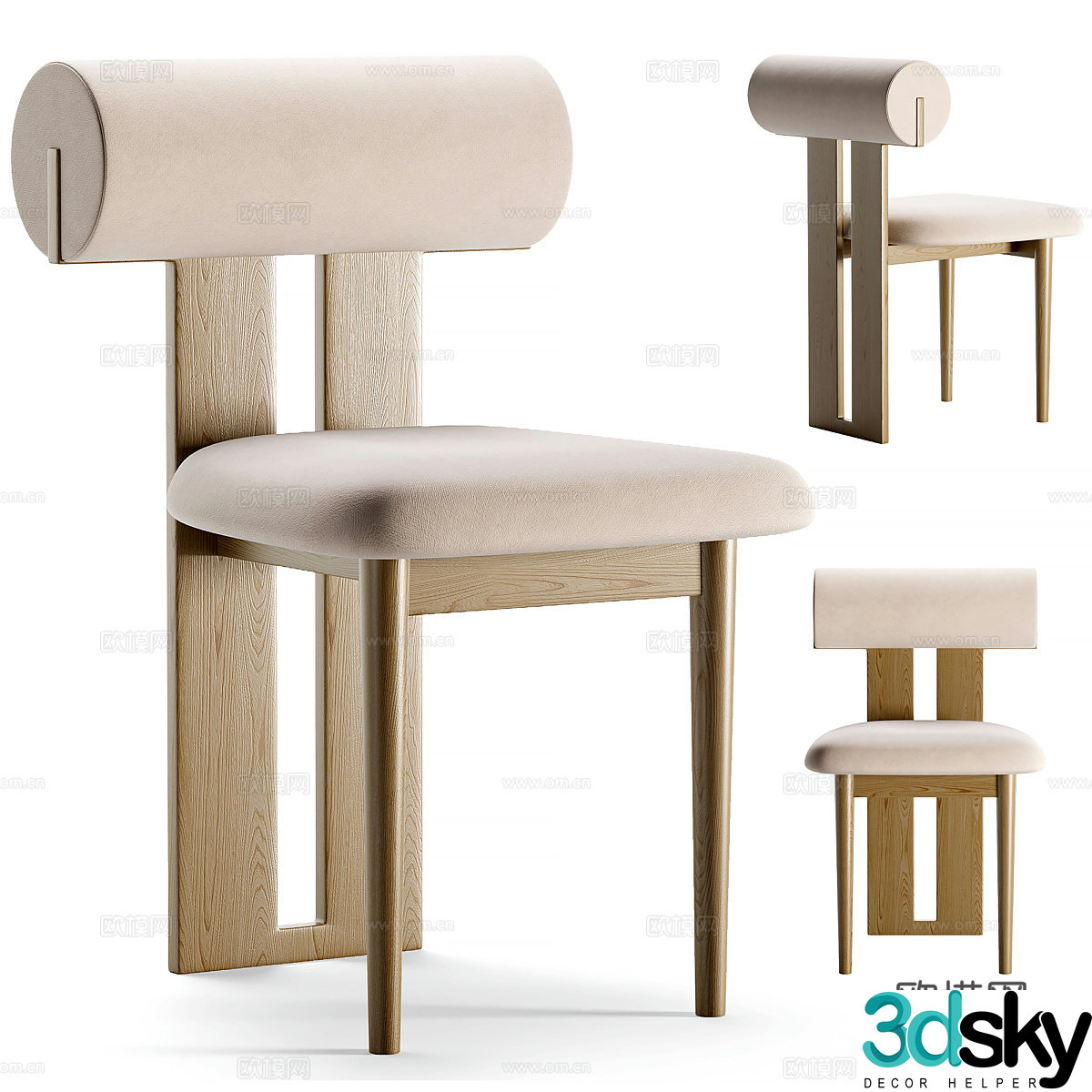 New Chinese dining chair single chair 3d model