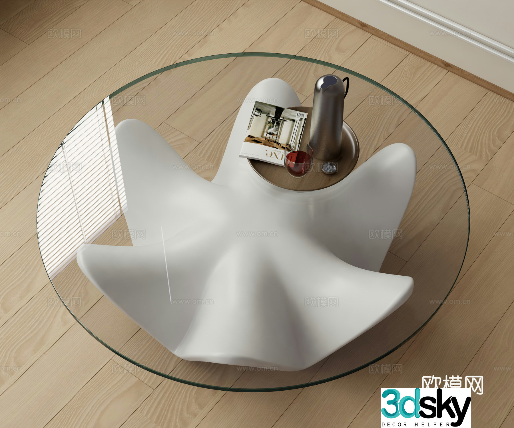 Modern round glass coffee table 3d model