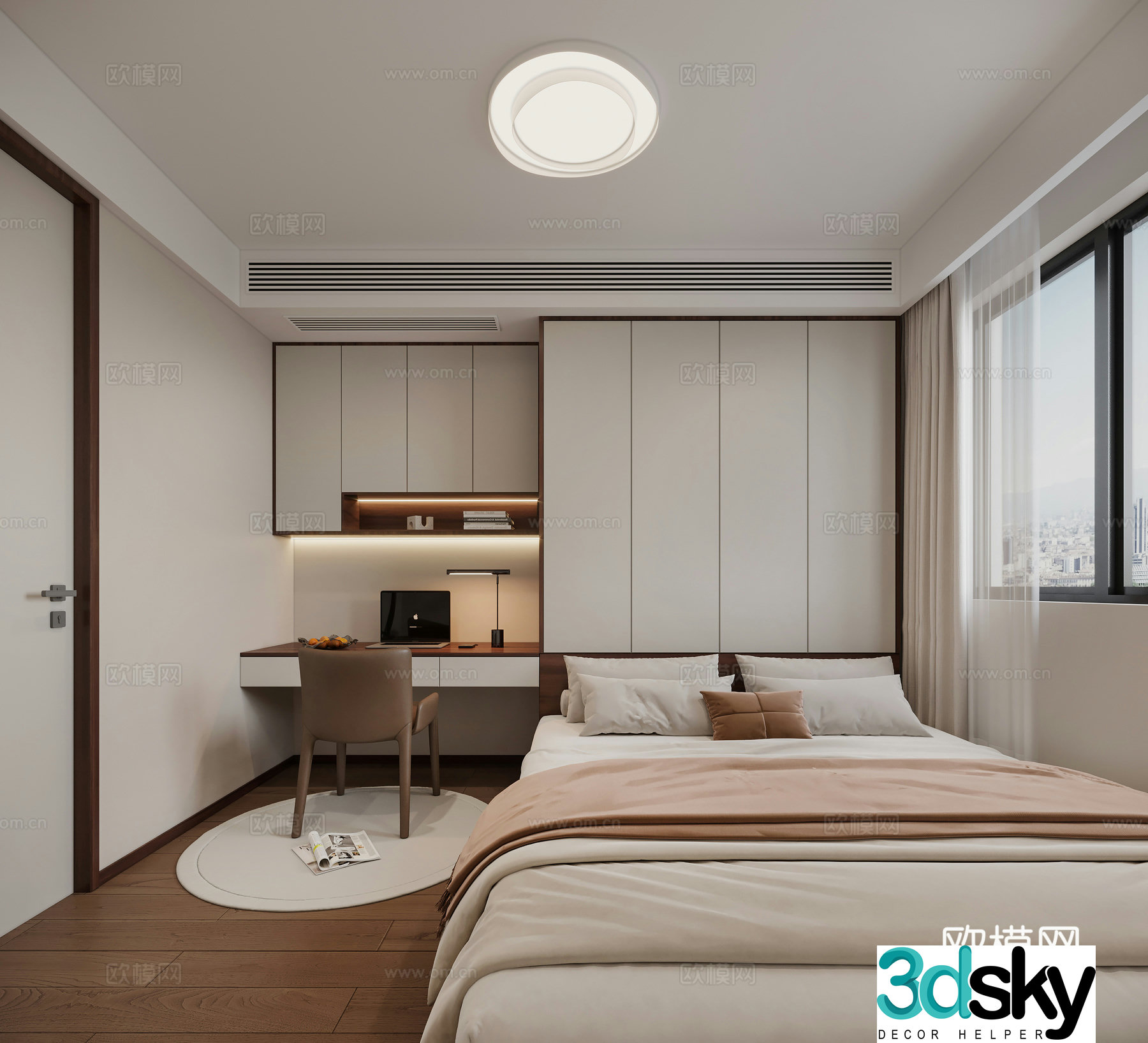 Modern tatami bedroom 3d model