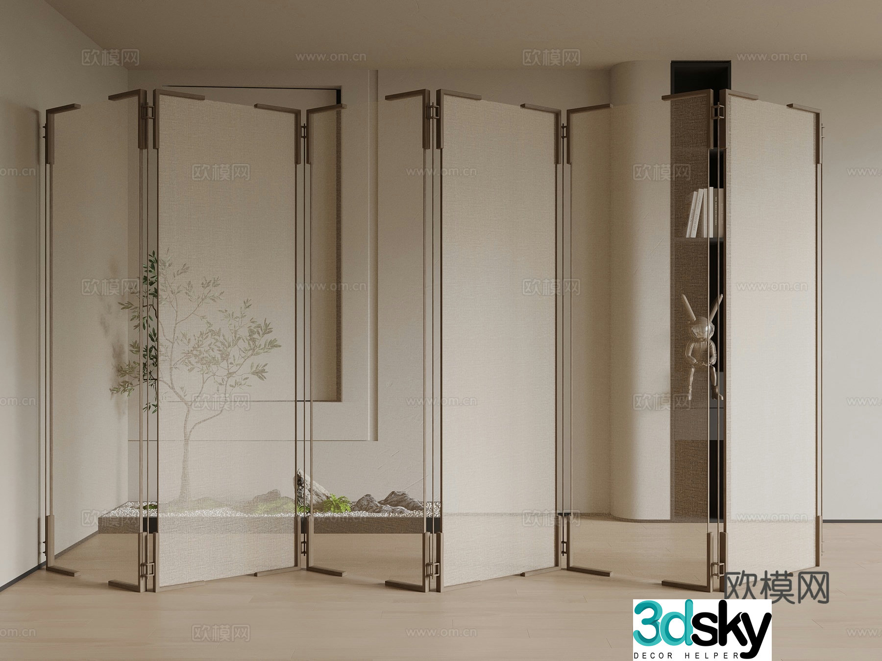 New Chinese style folding screen 3d model
